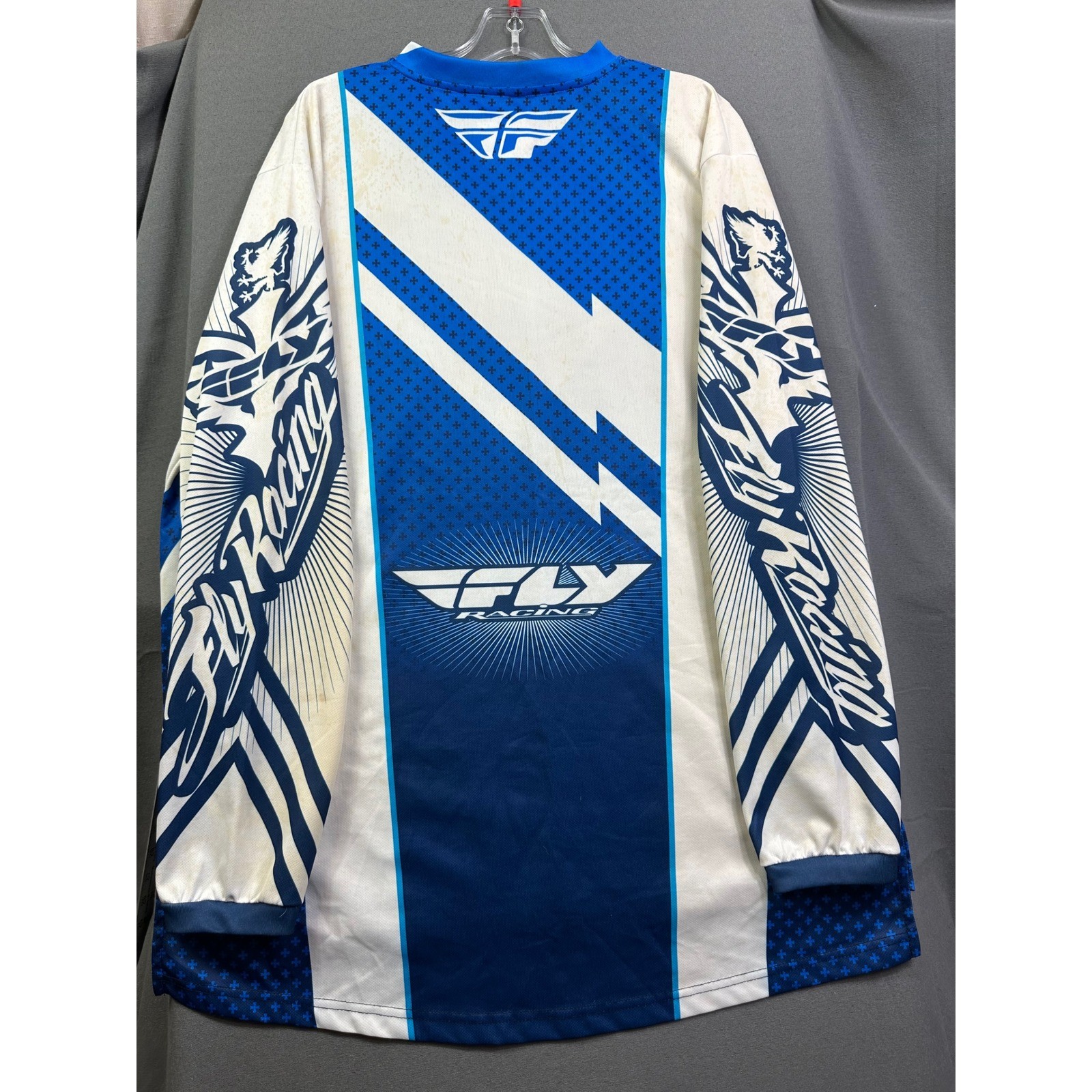 VTG Fly Racing Motocross Jersey Men XL Blue White Long Sleeve MX Off-Road Gear