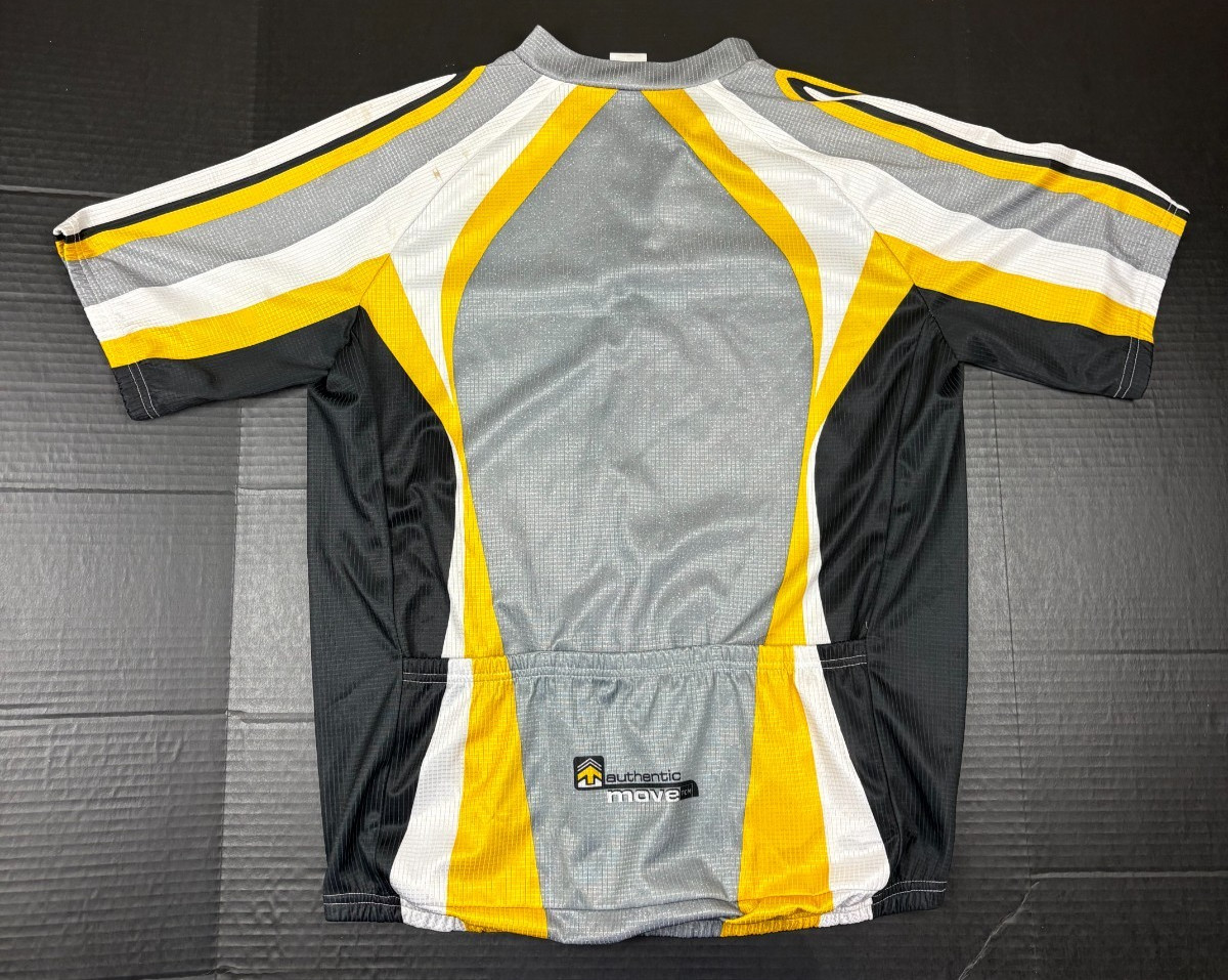 TCM Authentic Move Cycling Jersey Adult L Gray Yellow Black 1/4 Zip Short Sleeve