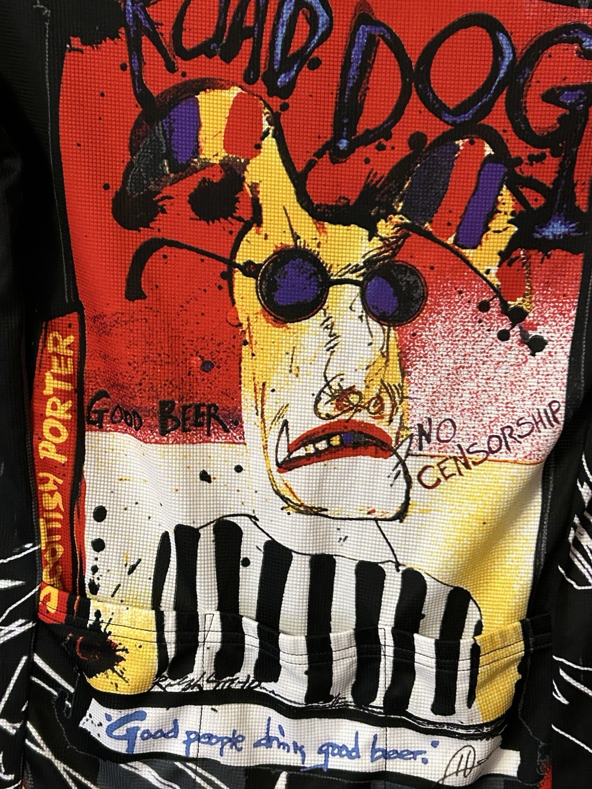 Ralph Steadman Colorado Cyclist Road Dog Bicycle Jersey Sz small