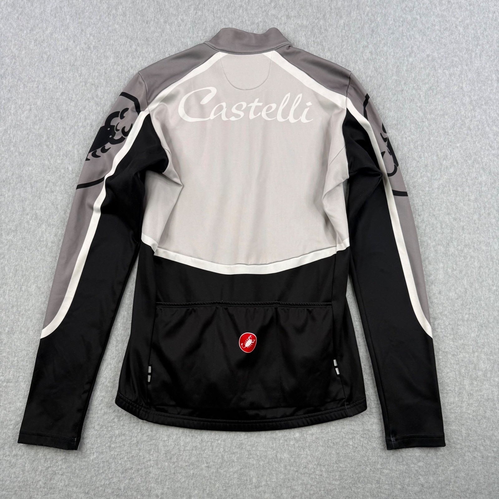 Castelli Cycling Jersey Womens Large Black Long Sleeve Full Zip Scorpion Logo