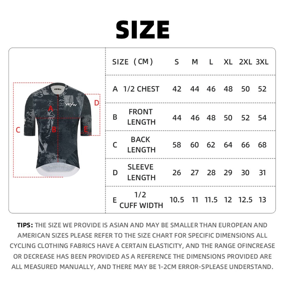 YKYW Mens Short Sleeve Cycling Jersey Quick Dry Anti-Slip Road MTB Slim Fit Top