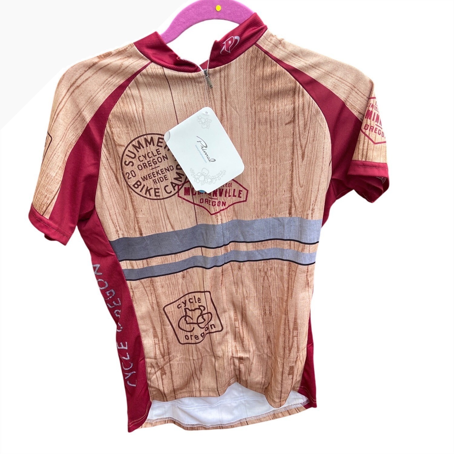 Cycle Oregon Cycling Jersey XL 2014 Women’s Raglan Tee Red Tan NWT New