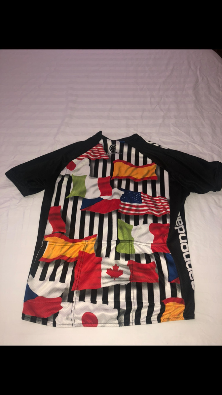 Cannondale VOLVO bike racing touring jersey shirt cycling L GUC flags