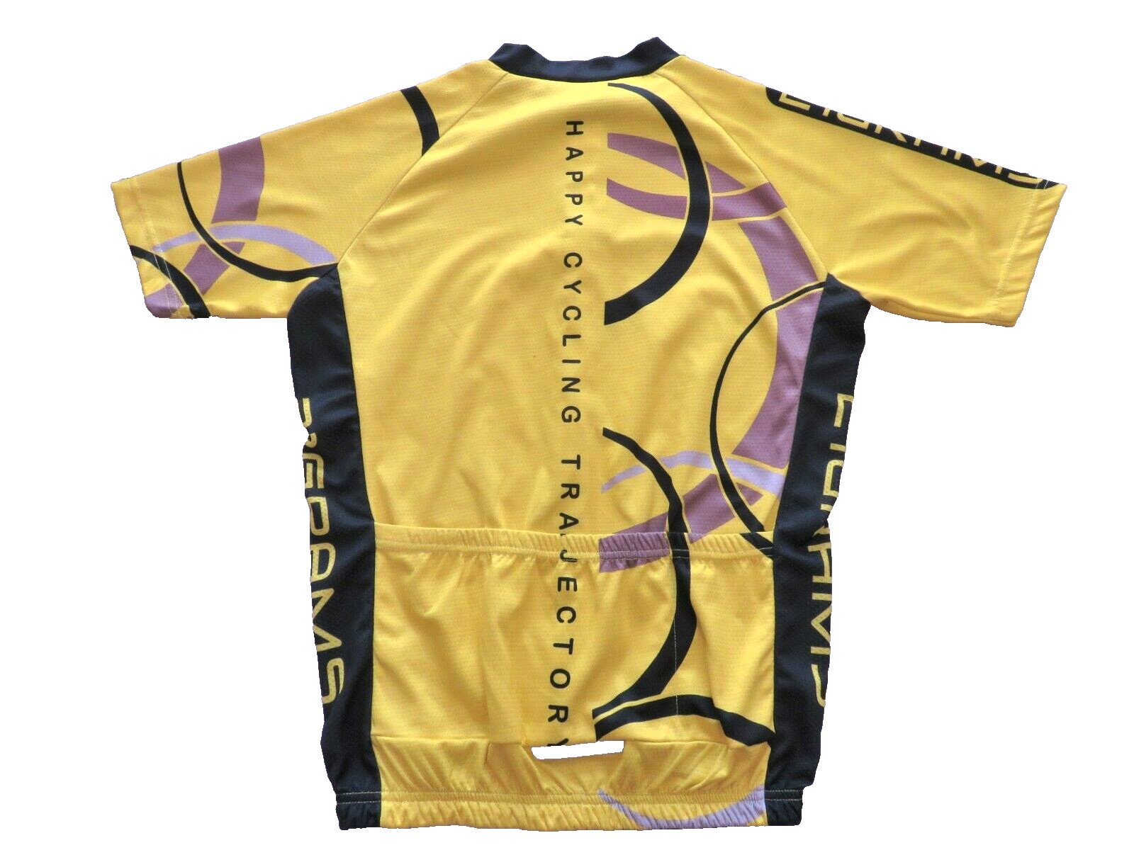 21 Grams Happy Cycling Trajector Jersey Biking Yellow Full Front Zipper Adult L
