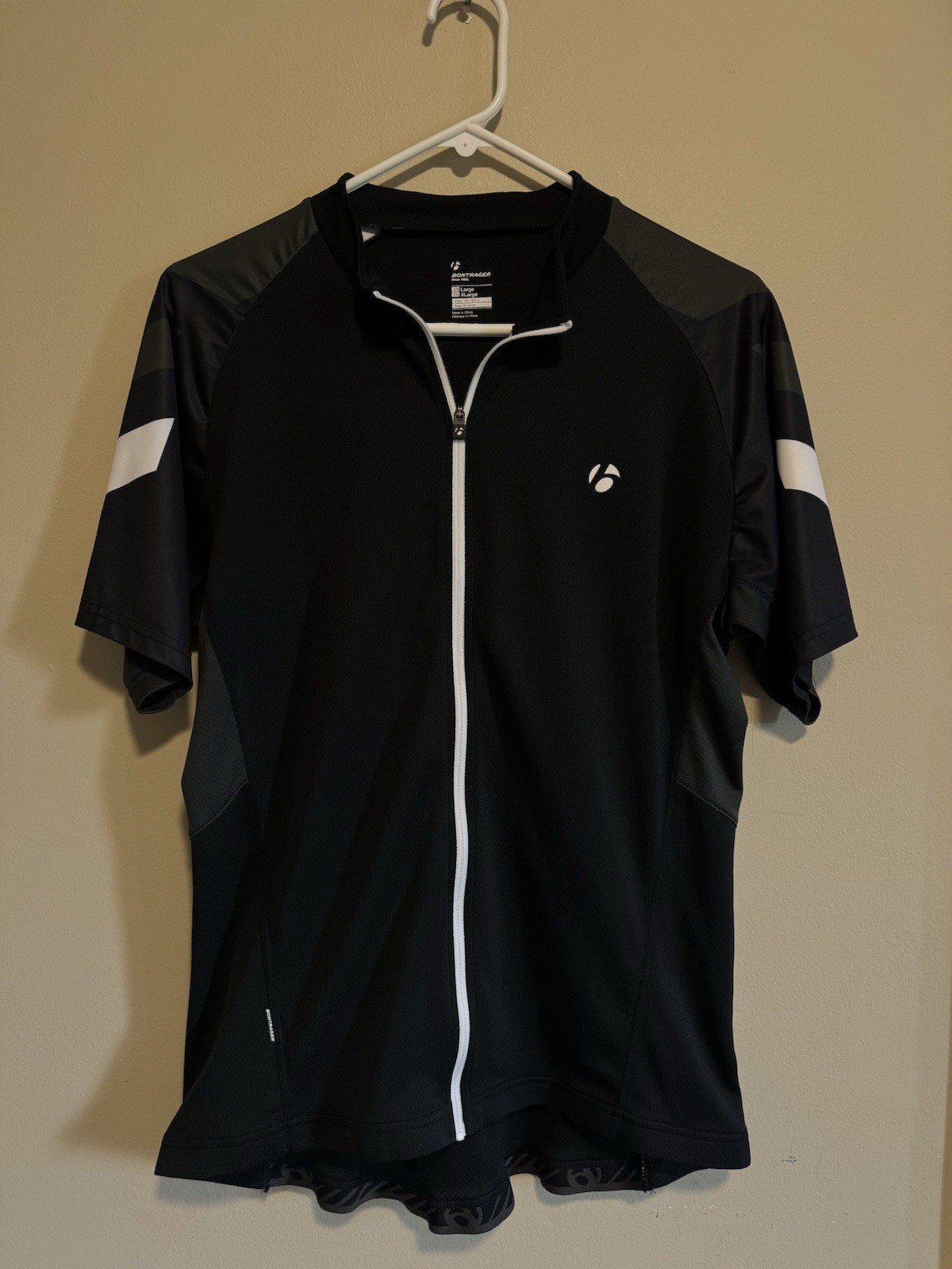 Bontrager Cycling Jersey Men’s Large Black/Green Semi Fitted Full Zip Racing
