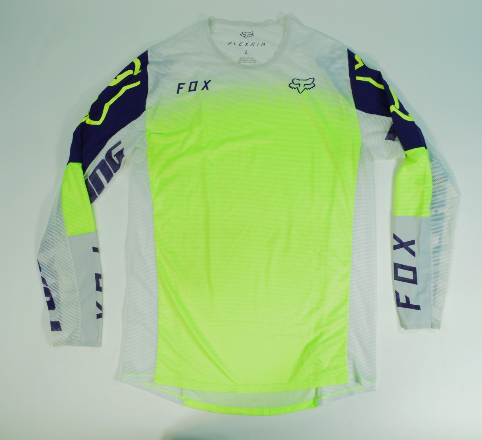 Fox Flexair Racing BMX MTB Long Sleeve Men’s Large White Neon Biking Cycling