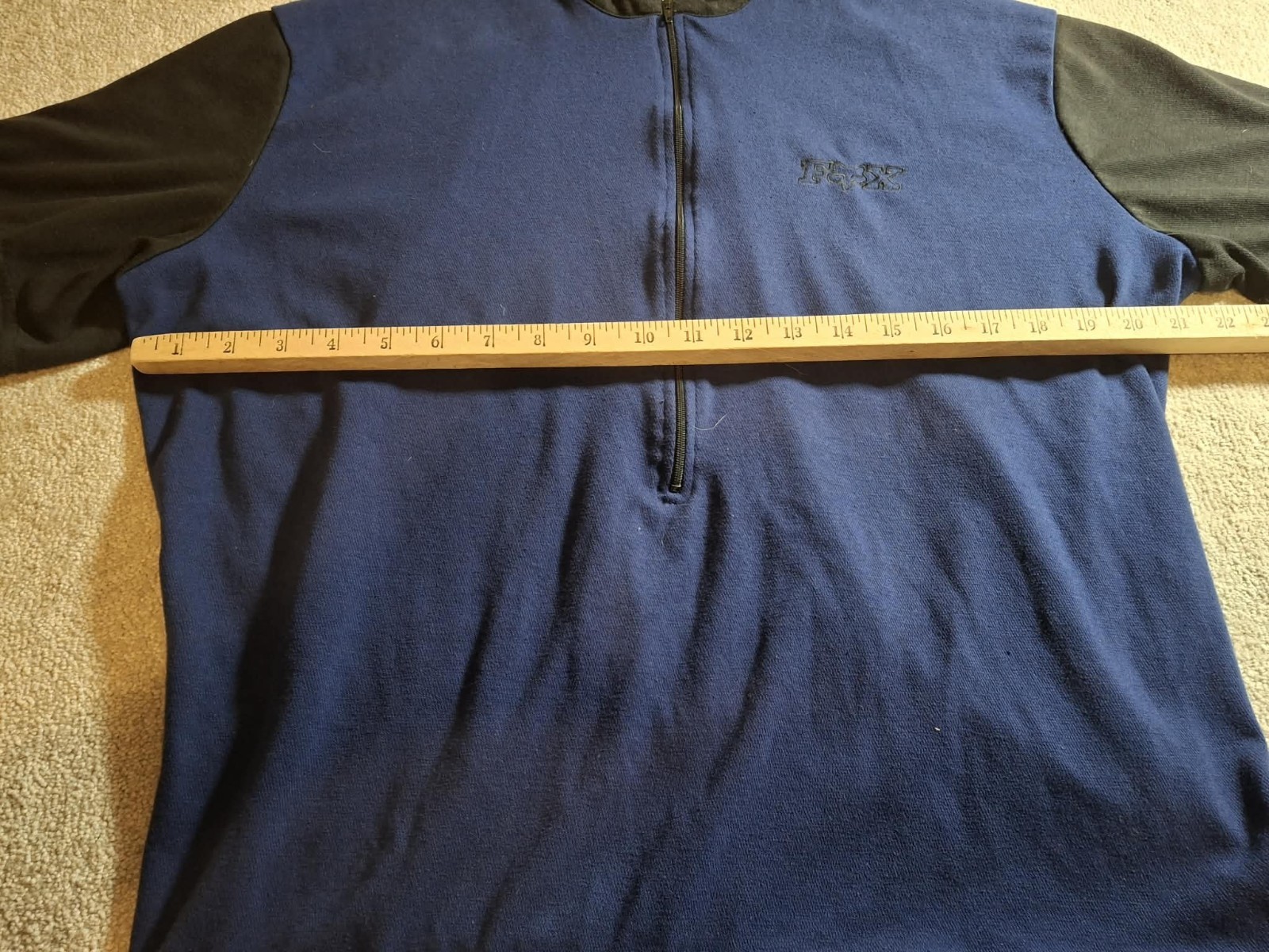 Fox Racing Shirt Men’s L Short Sleeve 1/2 Zip Back Pocket Outdoor Blue And Black