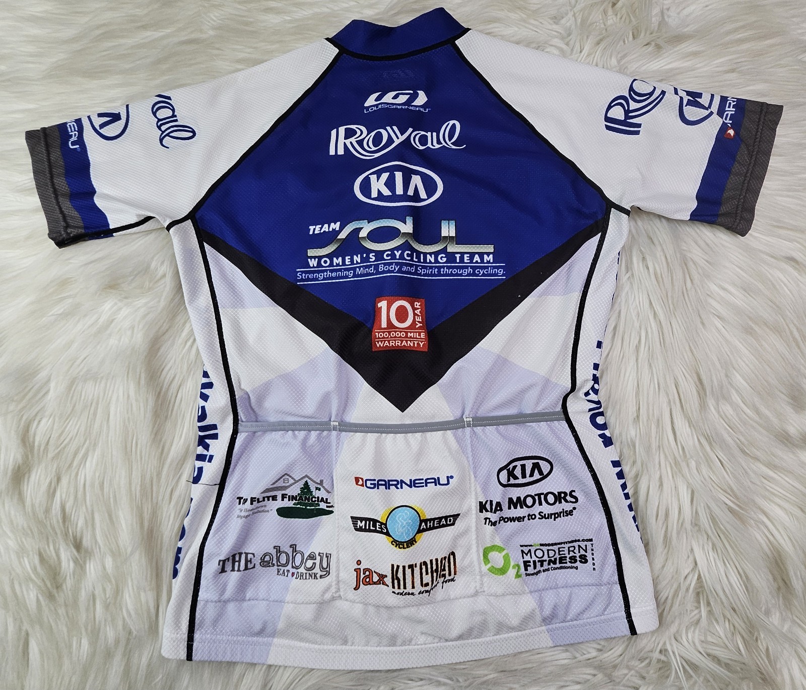 Louis Garneau Cycling Jersey Womens (M) Royal Kia Full Zip 100% Polyester