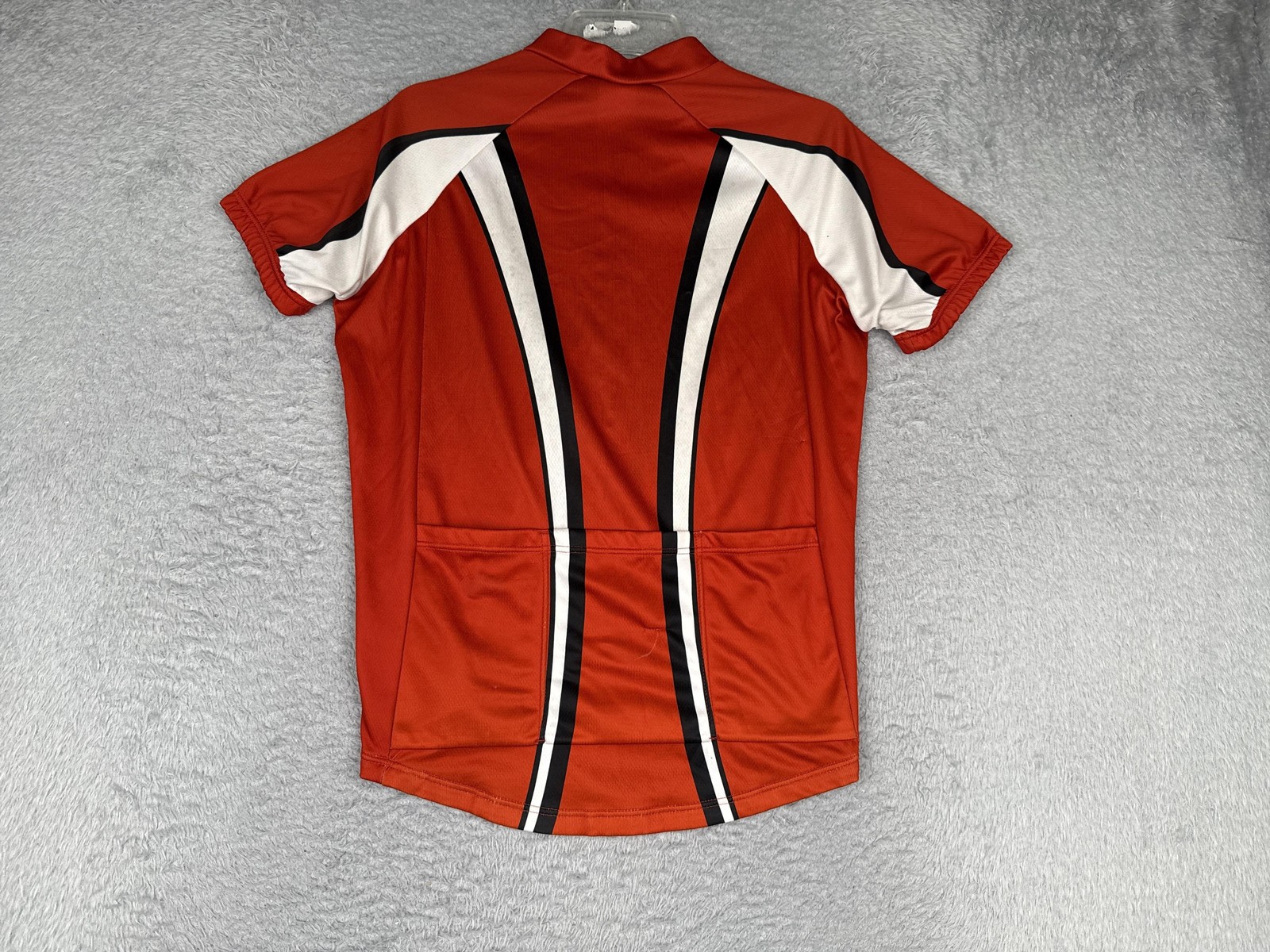 REI Cycling Jersey Mens Medium Red White Black 1/2 Zip Pockets Mock Neck Top