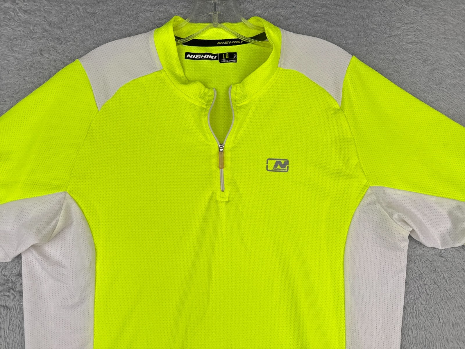 Nishiki Cycling Jersey Adult Large Yellow White 1/4 Zip 100% Polyester Pockets
