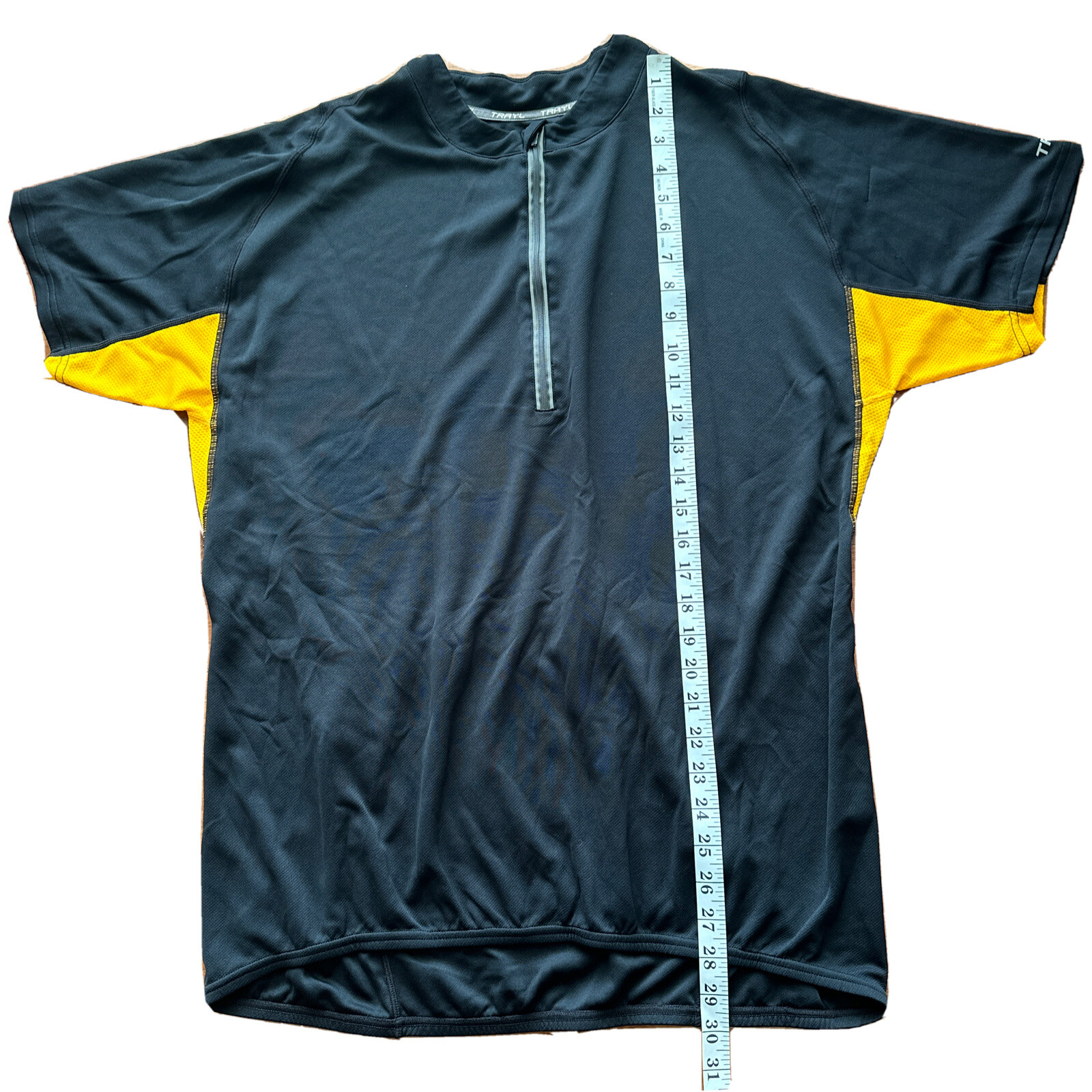 Trayl Cycling Jersey Men’s XL Black Yellow 1/2 Zip Polyester Pockets