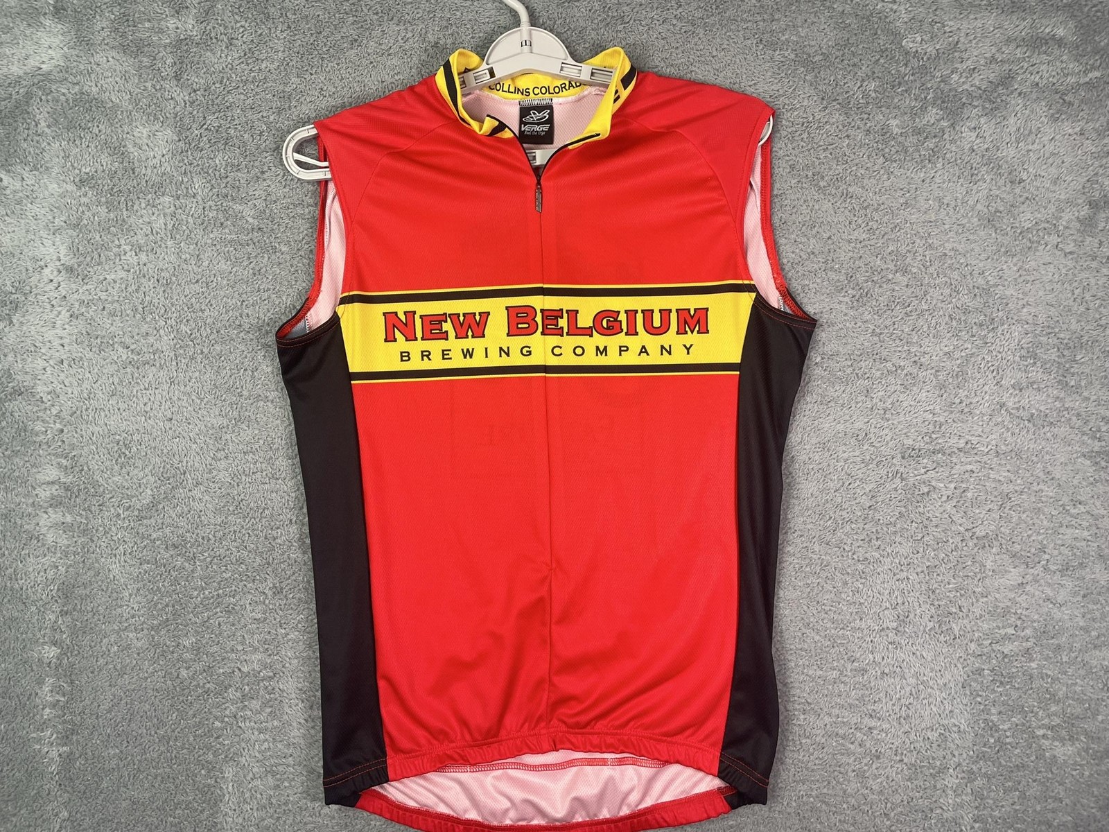 New Belgium Verge Sleeveless Cycling Jersey Mens XL Red Fat Tire Amber Ale