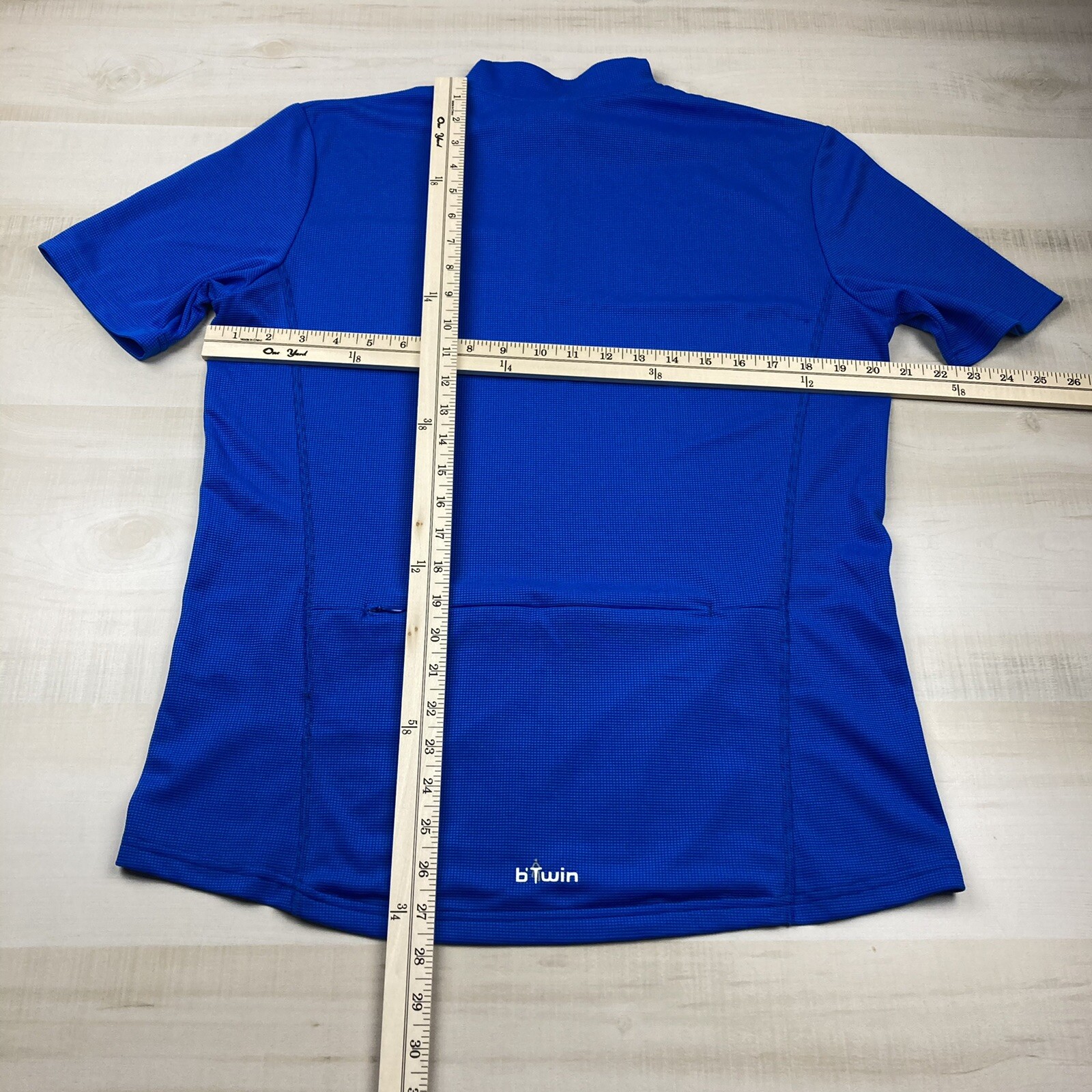 BTwin Shirt Mens Medium Blue Cycling Jersey Decathlon Equarea Zip Short Sleeve