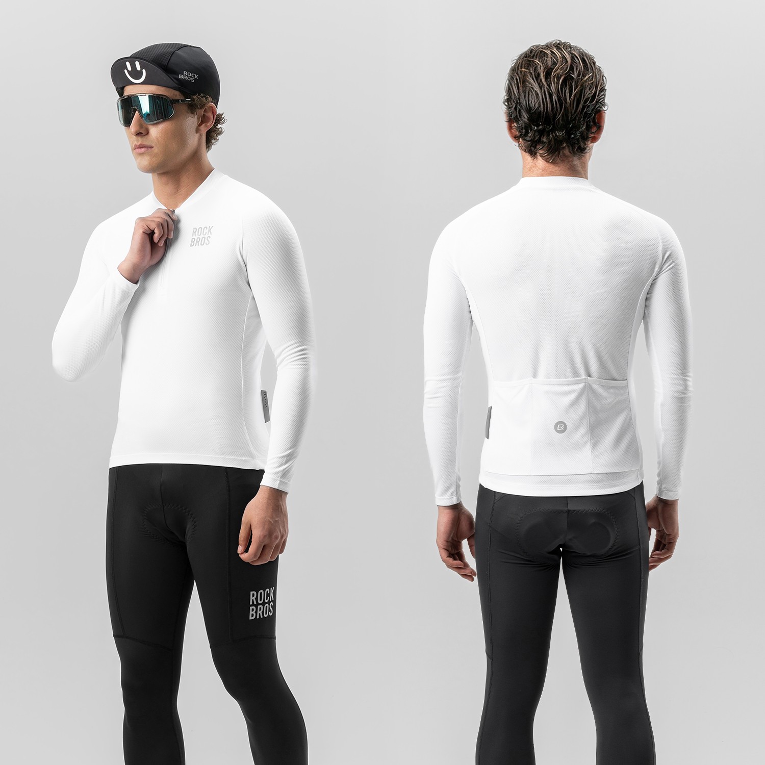 ROCKBROS Cycling Jersey Mens Long Sleeve Bike Jersey 1/4 Zipper Cycling Tops