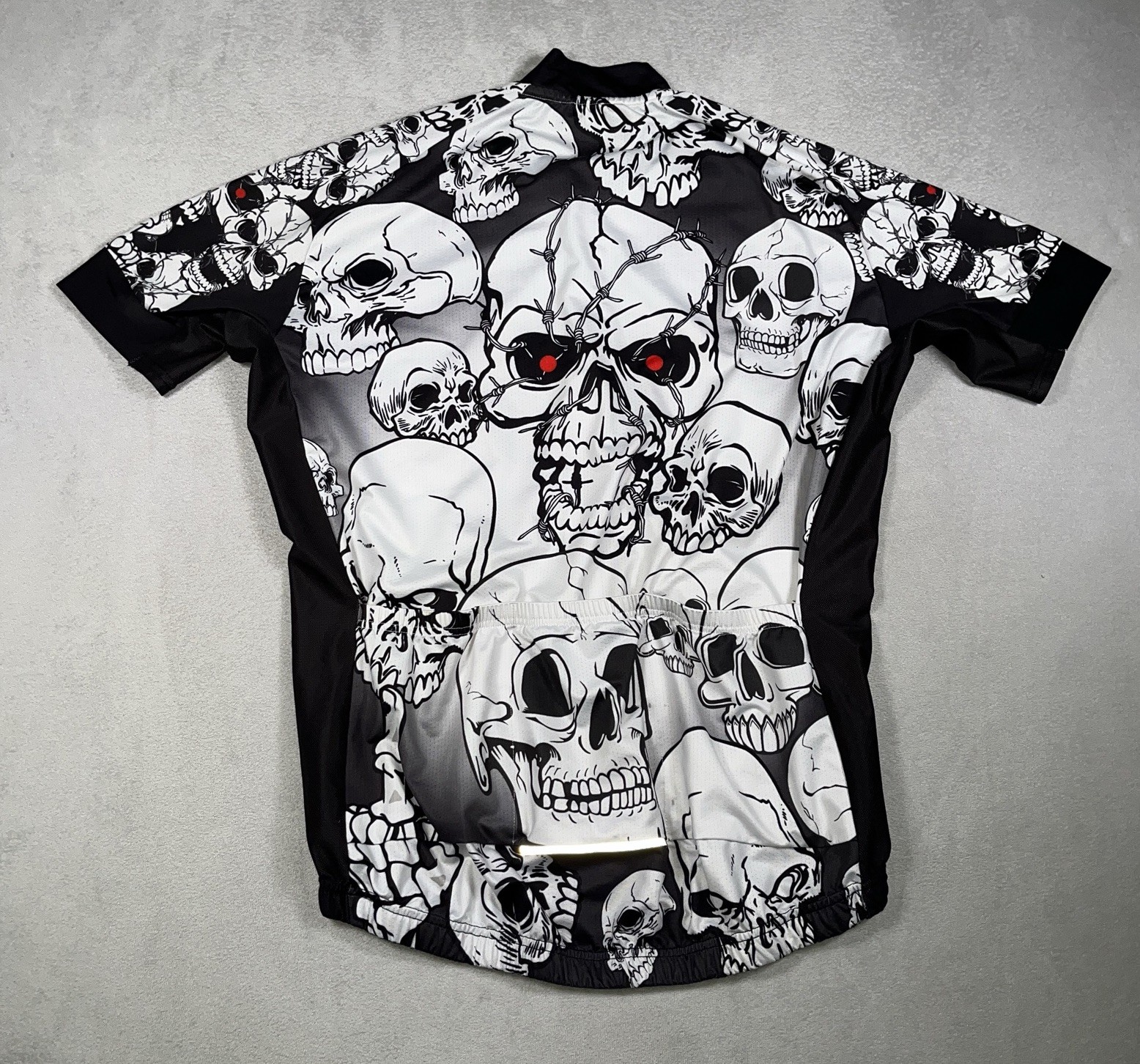 Weimostar Cycling Skulls Jersey Mens Large Full Zip Pockets Biking Bike