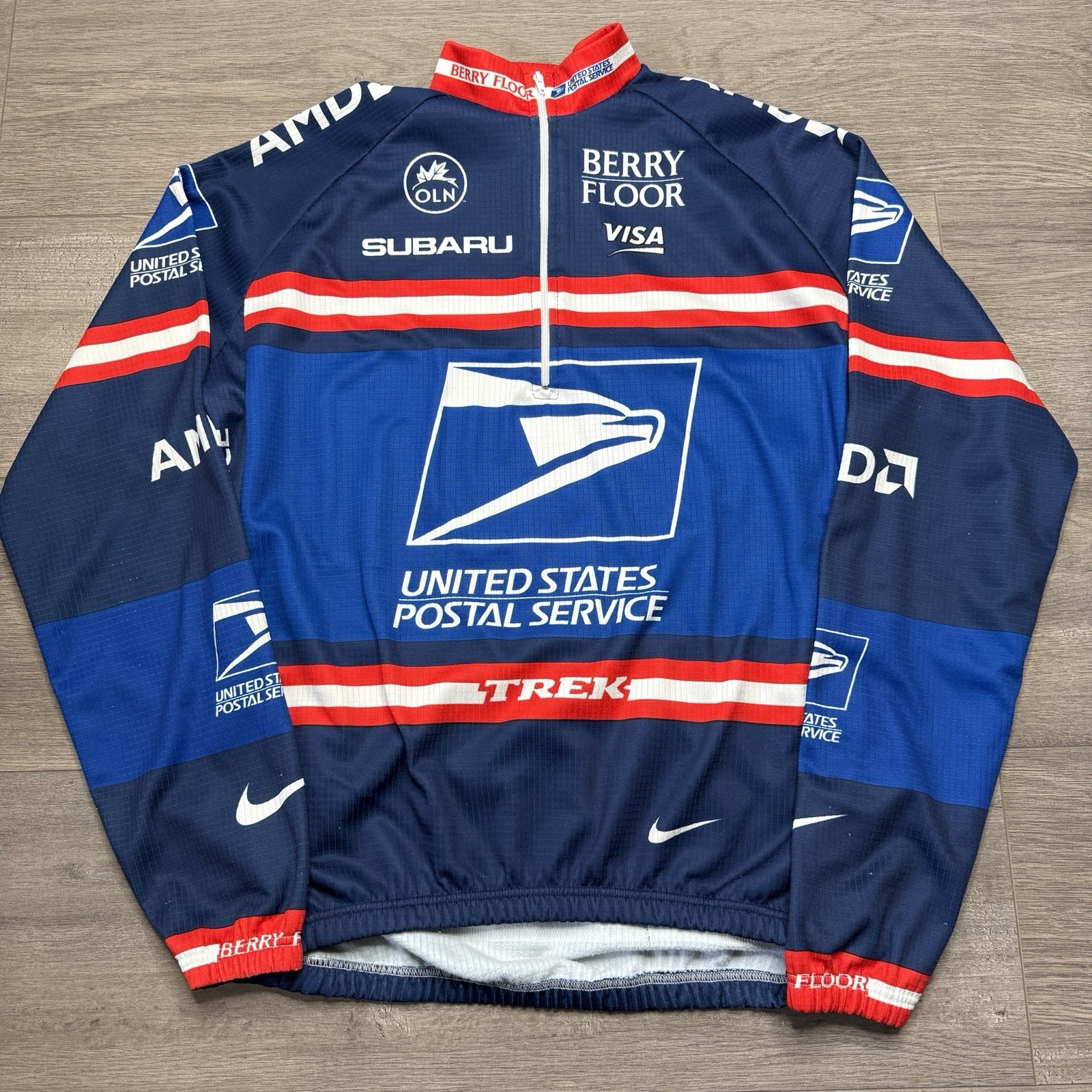 Vintage Nike USPS Trek Cycling Jersey Large Made In Italy Visa Subaru Bissell