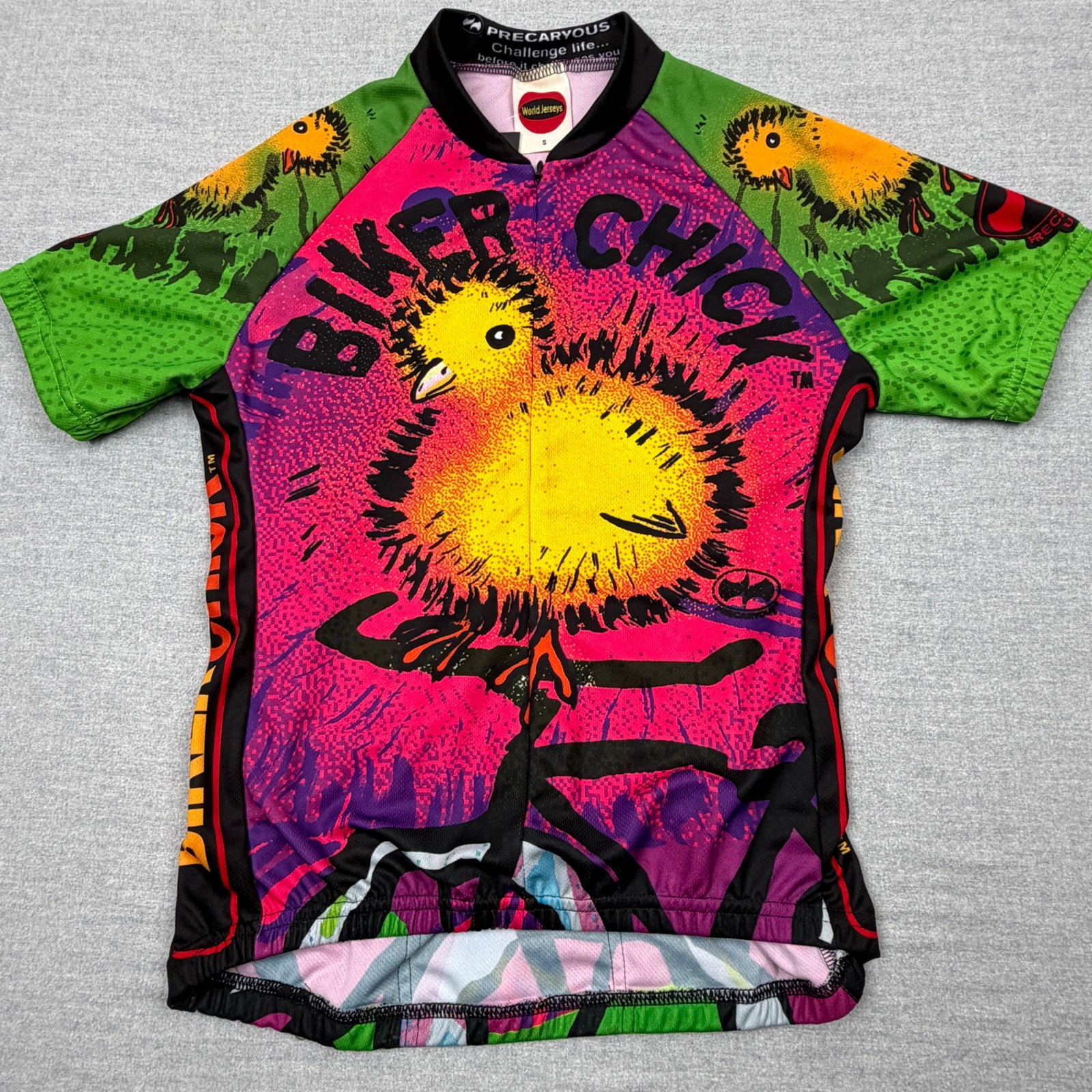 World Jerseys Biker Chick Cycling Jersey Womens S Pink Bike Shirt 1/2 Zip NWT
