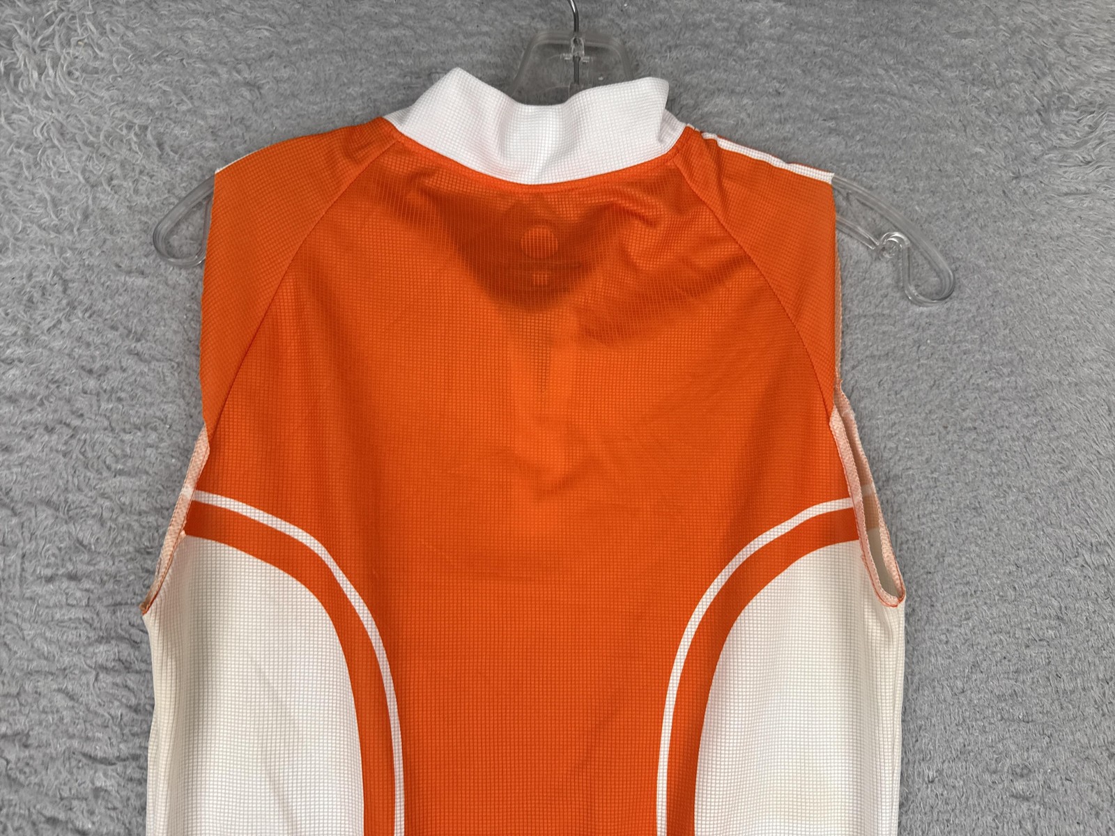 Castelli Cycling Jersey Tank Womens Small Orange White 1/4 Zip Pockets Bike