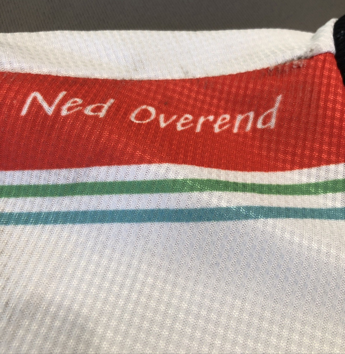 Boure Cycling Jersey White Red Green Accents Ned Overend Med long sleeve Jacket