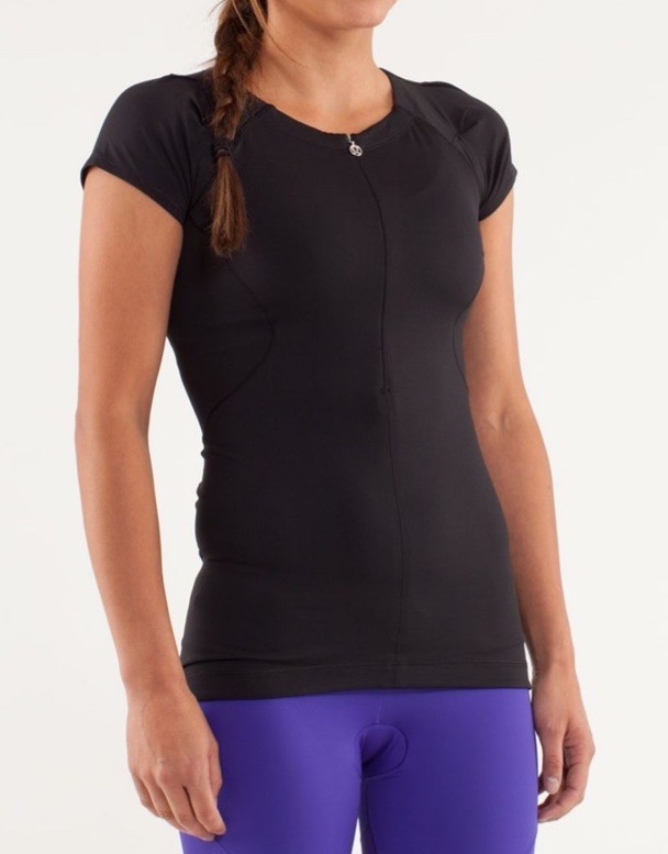 Lululemon Presta Cycling Jersey Athletic 1/2 Zip Back Pockets Black Women’s 6