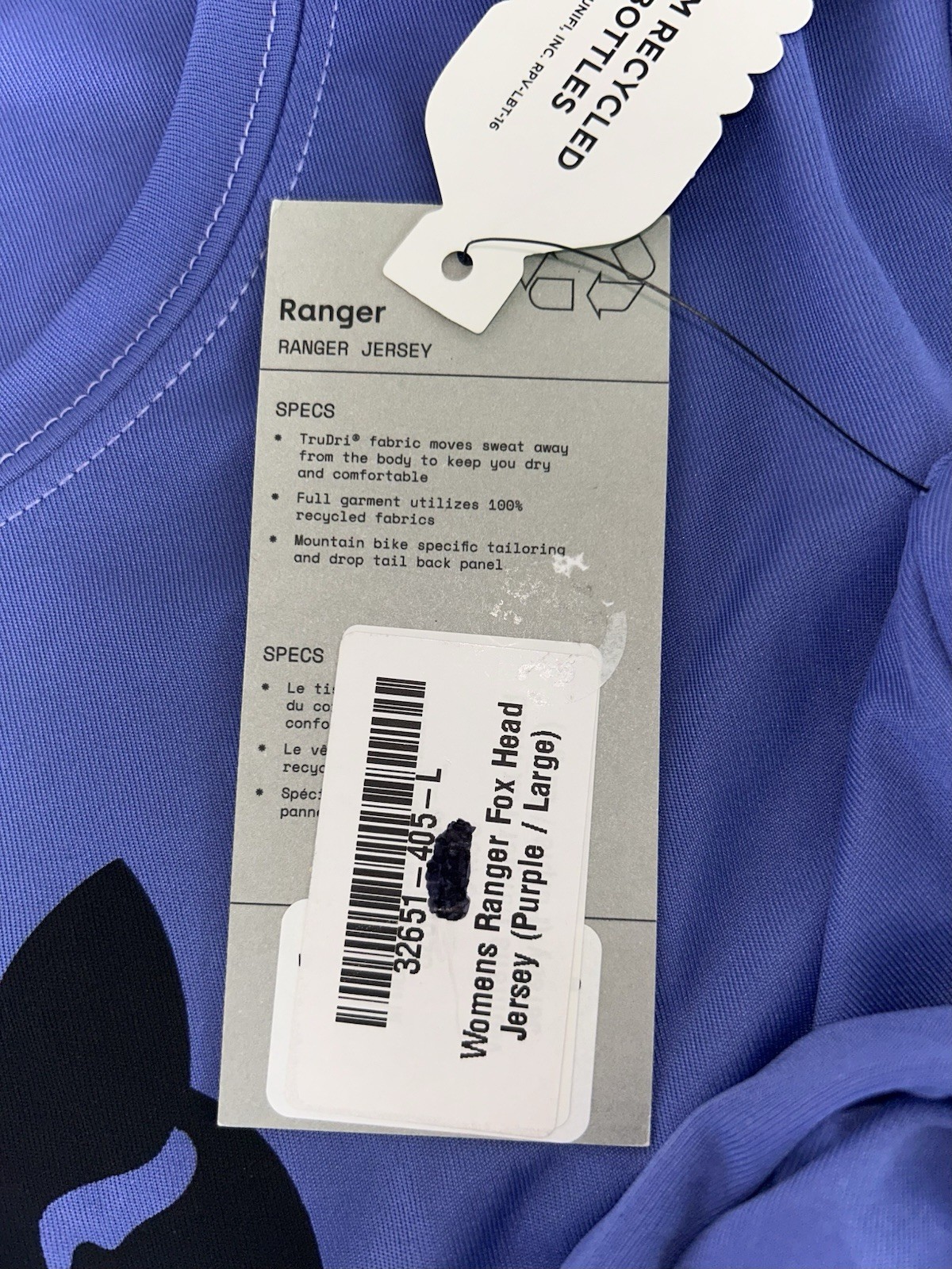 NWT WOMENS RANGER FOX HEAD RACING JERSEY PURPLE BMX TRUDRI