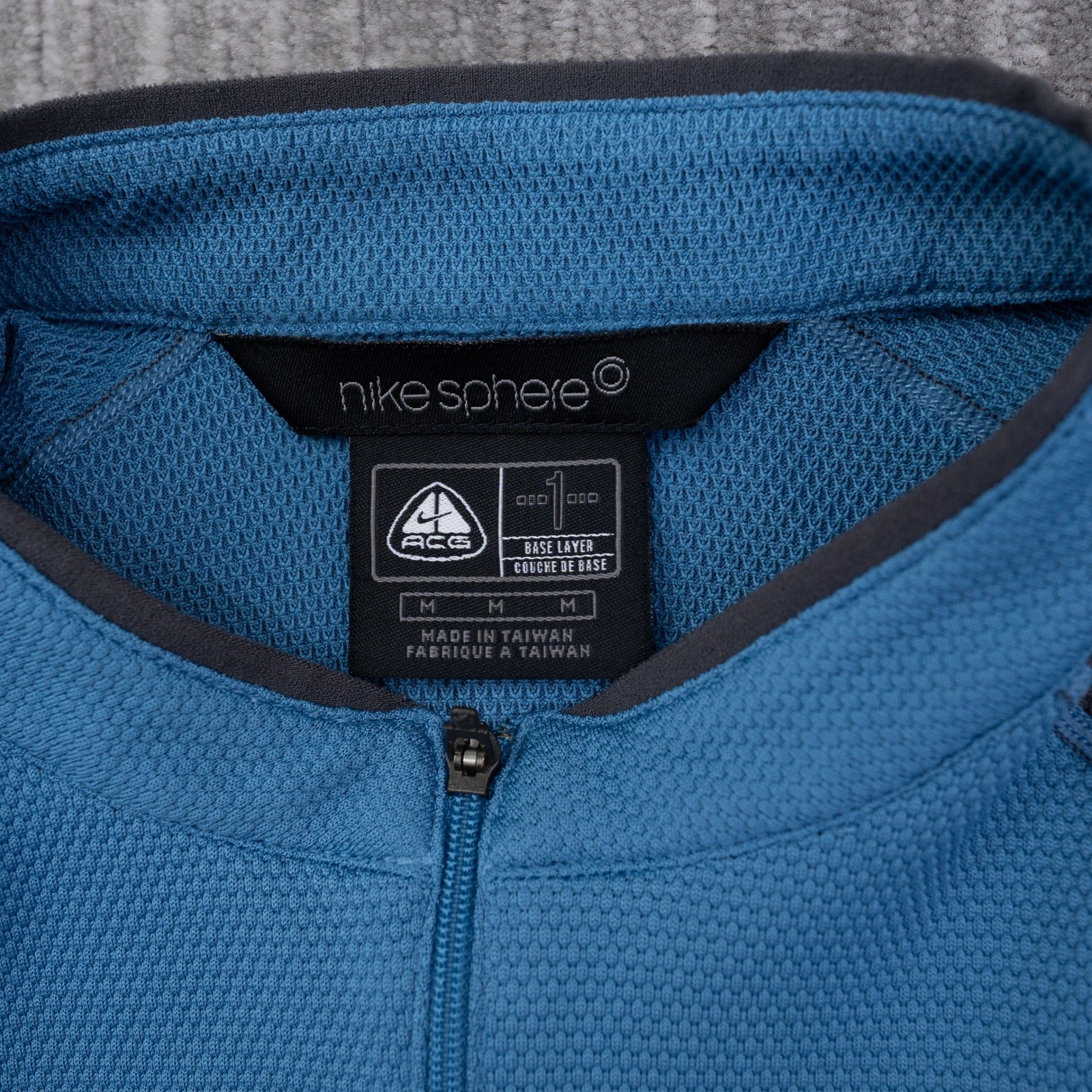 Nike ACG Sphere Base Layer Cycling Jersey Men Medium Blue Grey Quarter Zip Shirt