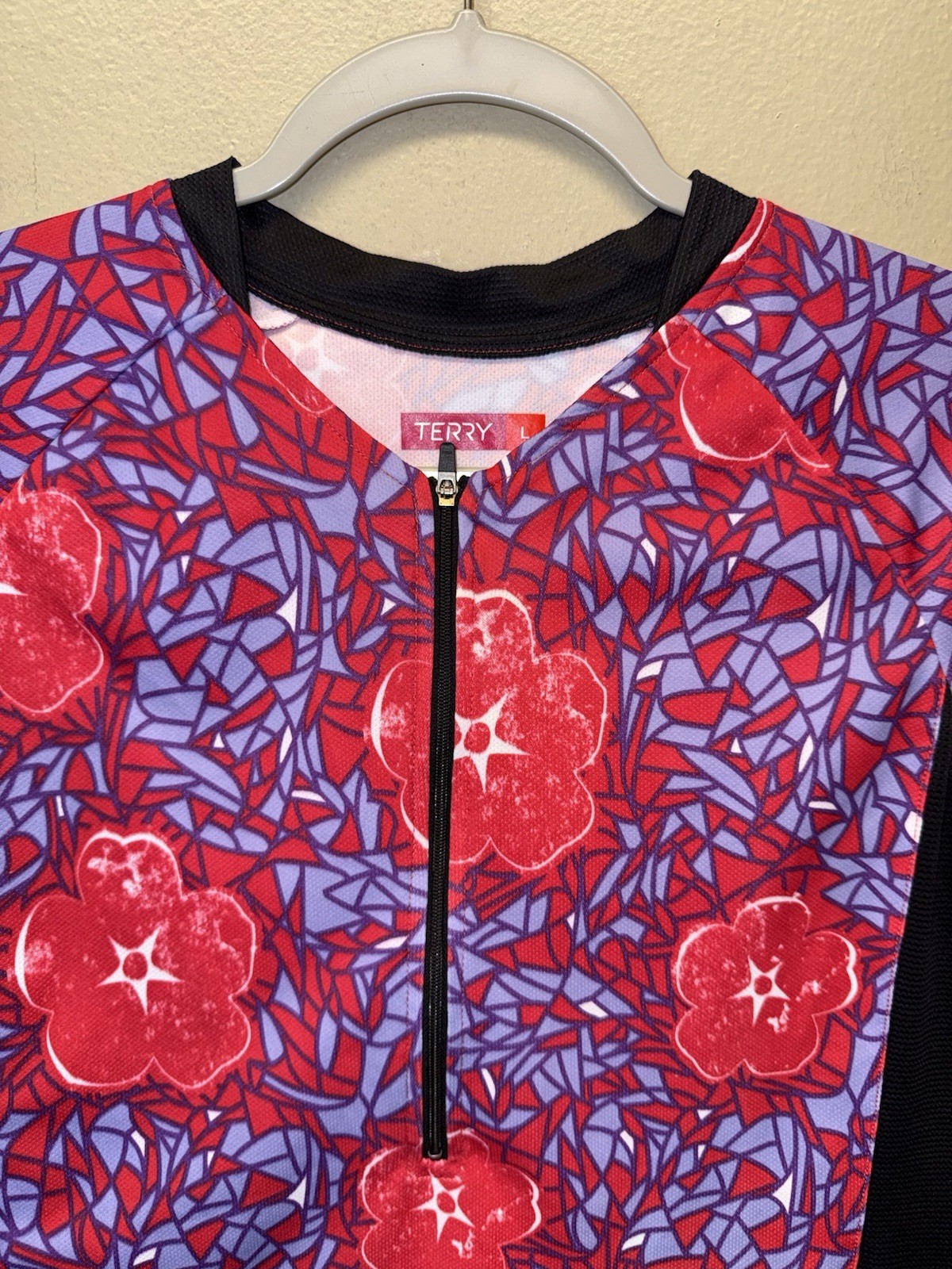 Terry Cycling Top Jersey Floral Short Sleeve Bikecore Granola Girl Large Pocket