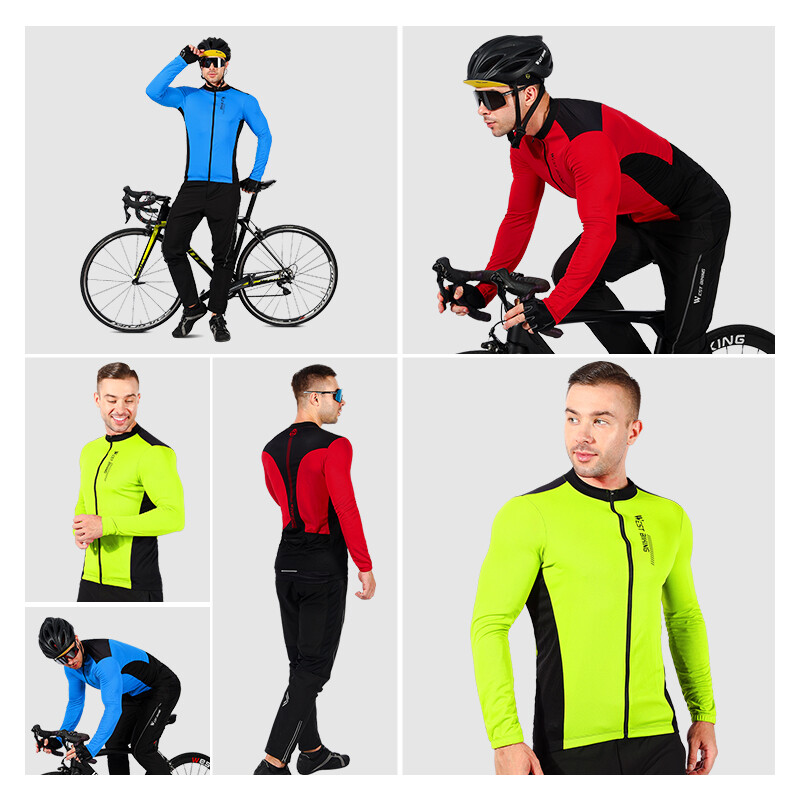 WEST BIKING Men Pro Cycling Jersey Long Sleeve Breathable Sports Coat Jacket