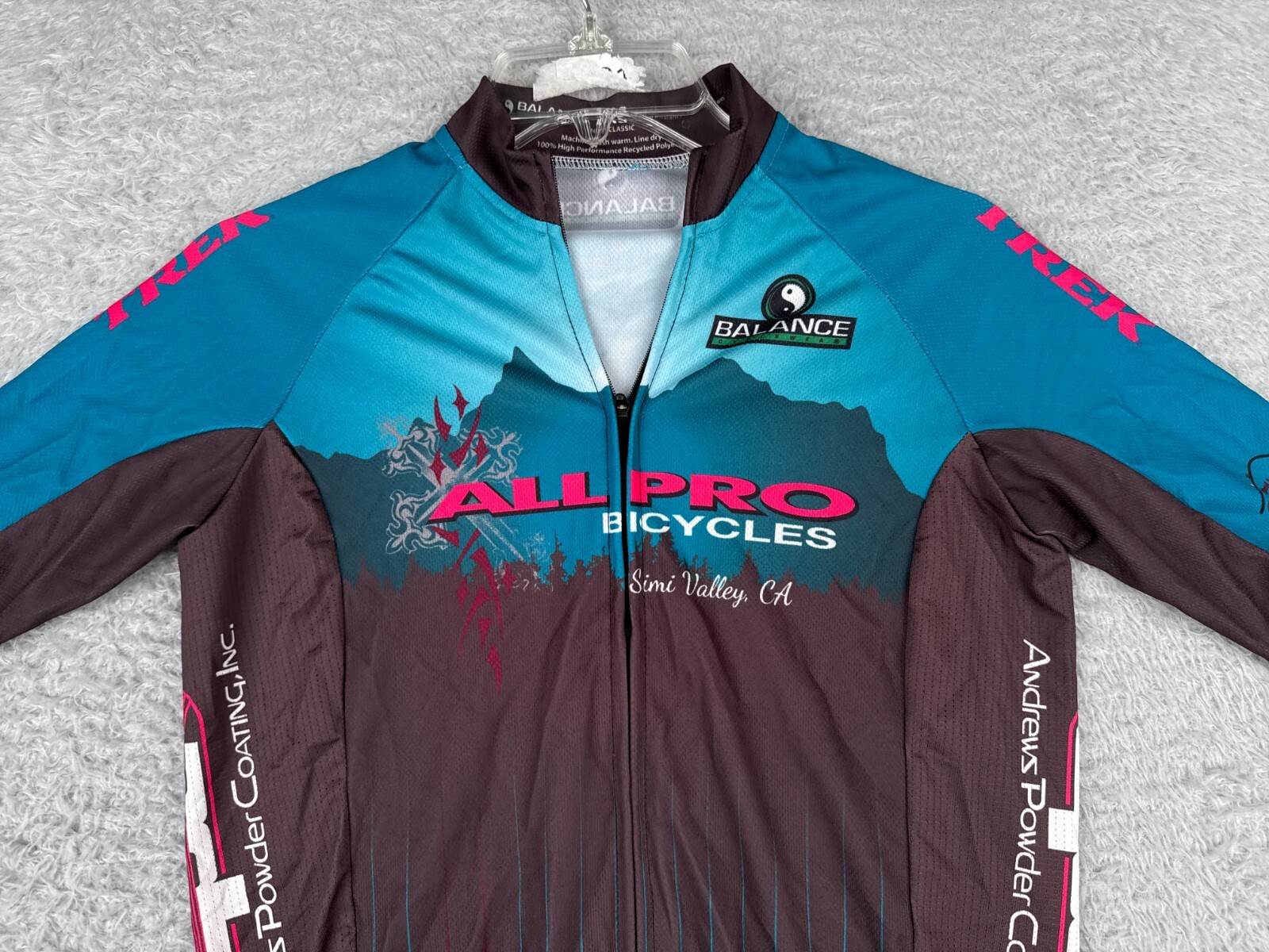 Balance Cyclewear Cycling Jersey Adult 2XS XXS Blue Brown All Pro Simi Valley