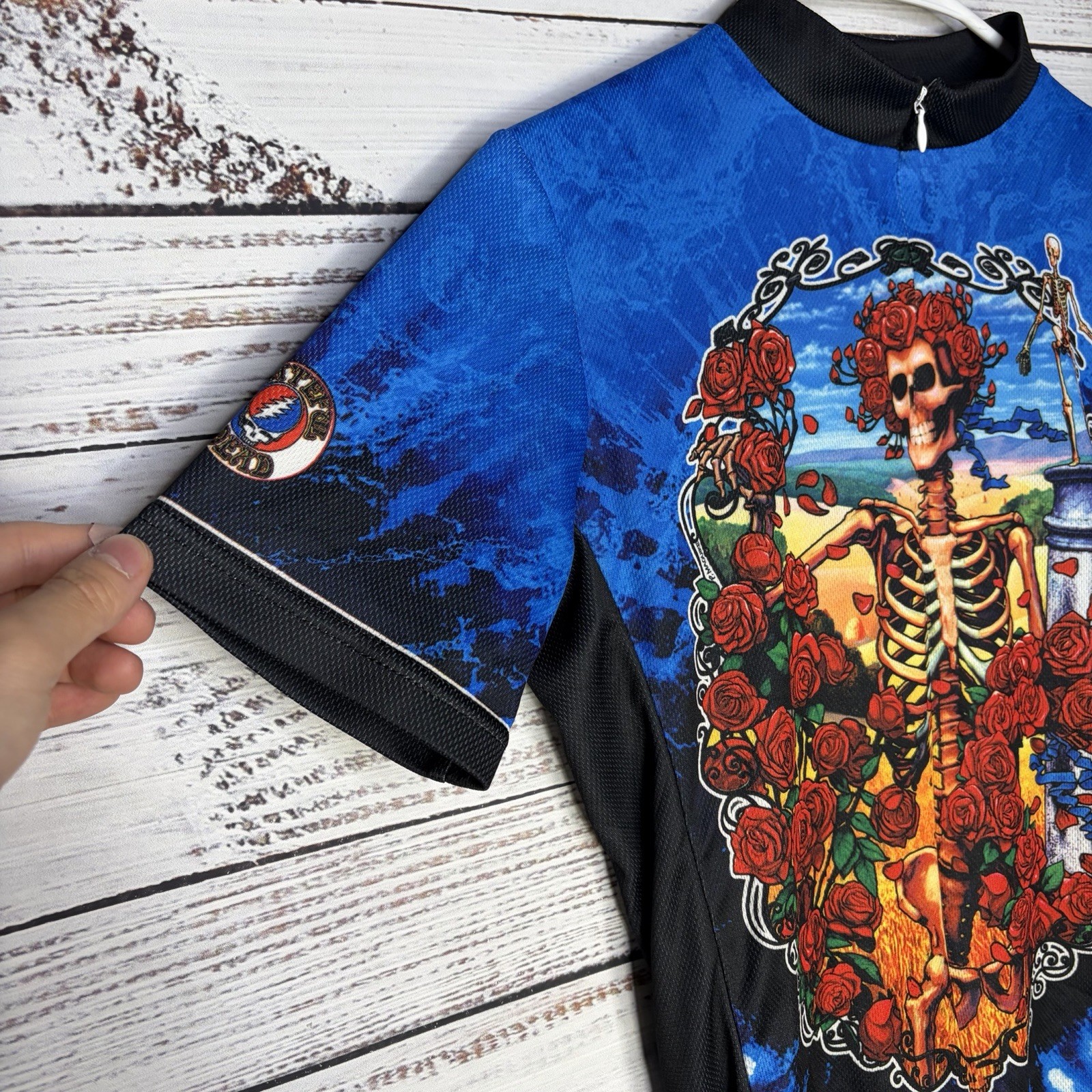 Primal Wear Grateful Dead Cycling Jersey Shirt Full Zip Skeleton Bertha Small