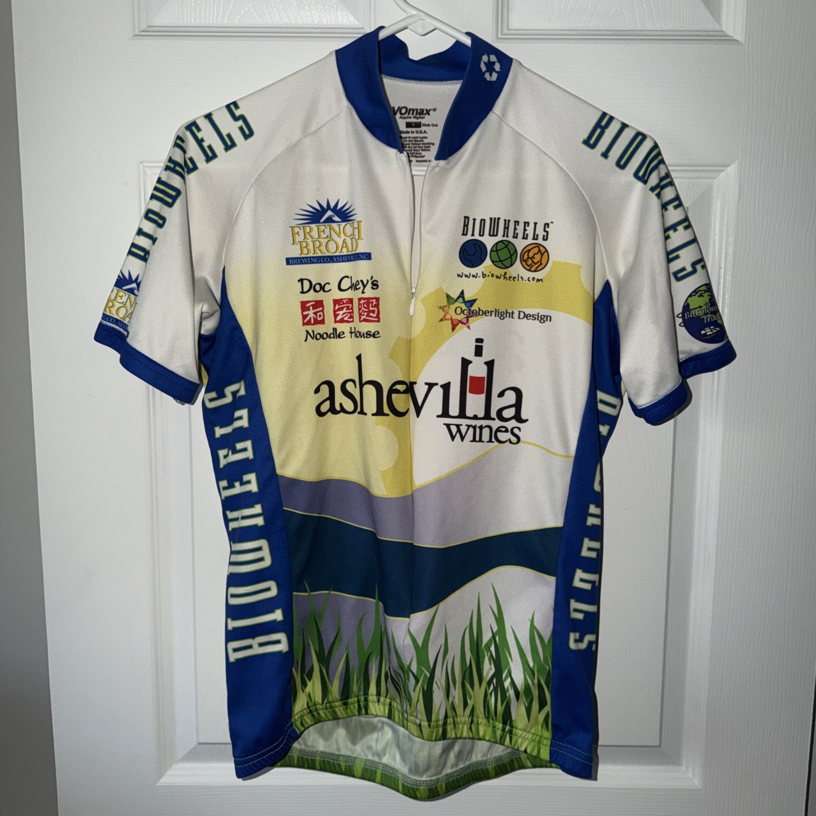VOmax Unisex 3/4 Zip Short Sleeve Cycling Jersey w/Back Pockets Size Small