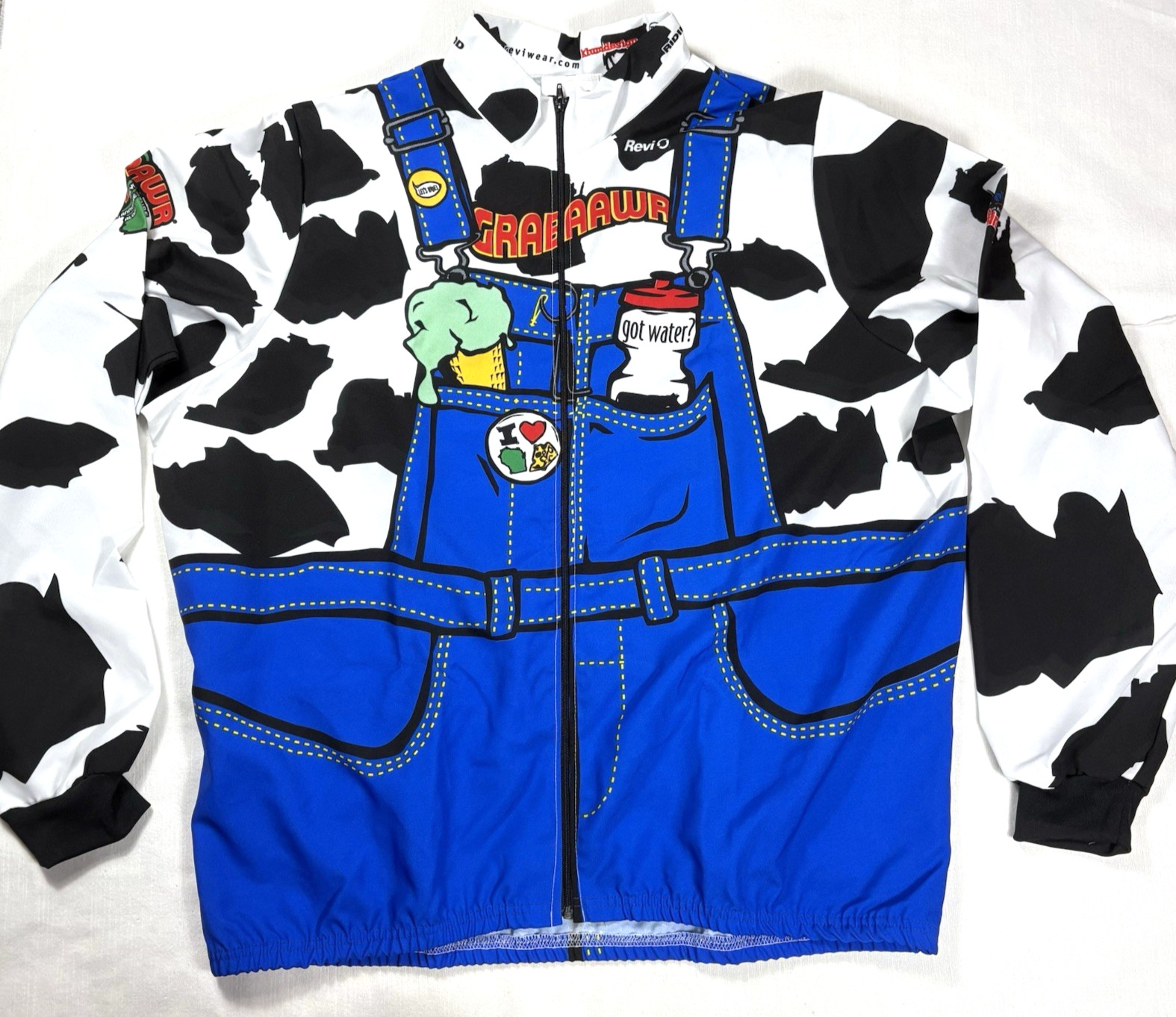 Revi Cycling Jersey Size 3XL Long Sleeve USA Wisconsin Cow Dairy Cheese GRABAAWR