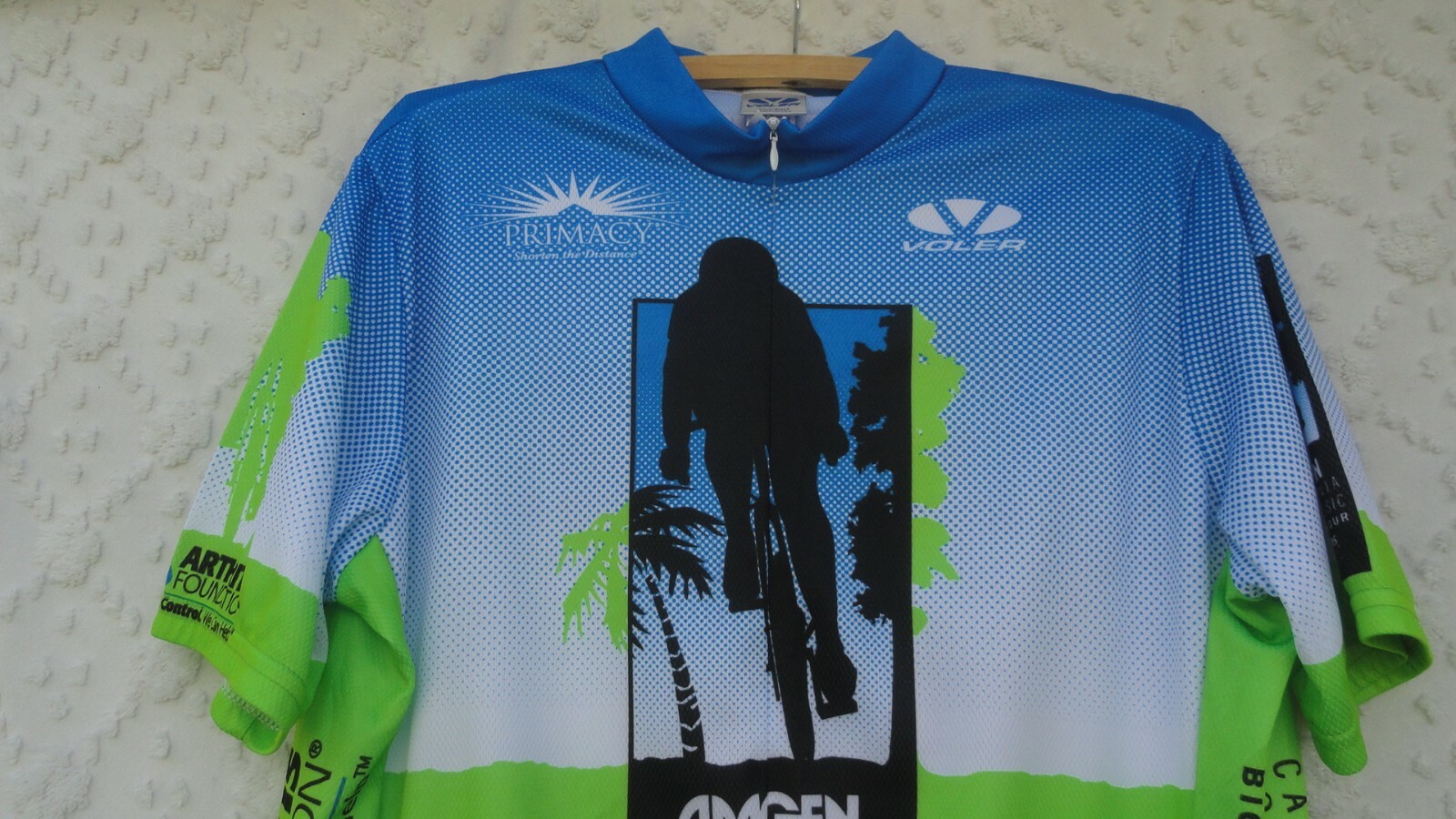 Voler Cycle Jersey Men’s XL Poly Green Blue Black White California Classic MINT