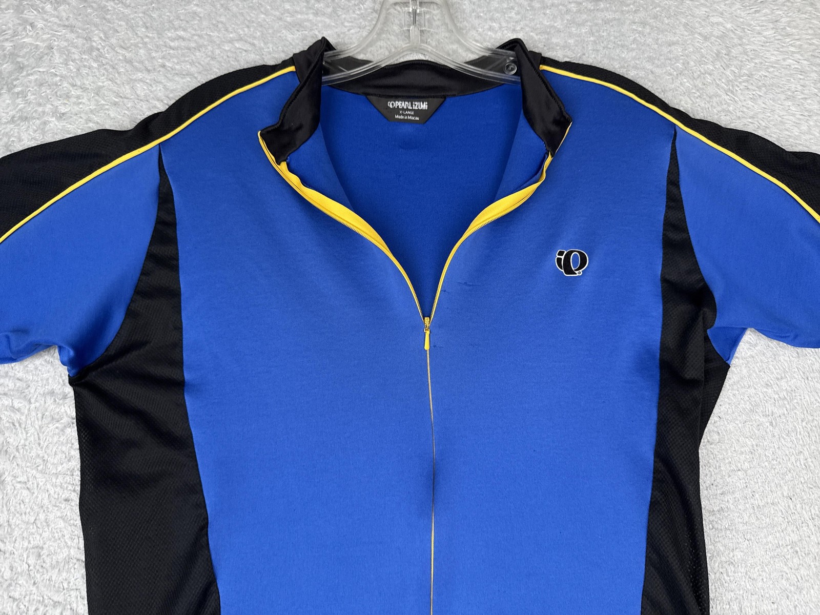 Pearl Izumi Cycling Jersey Mens XL Blue Black Half Zip Short Sleeve Pockets