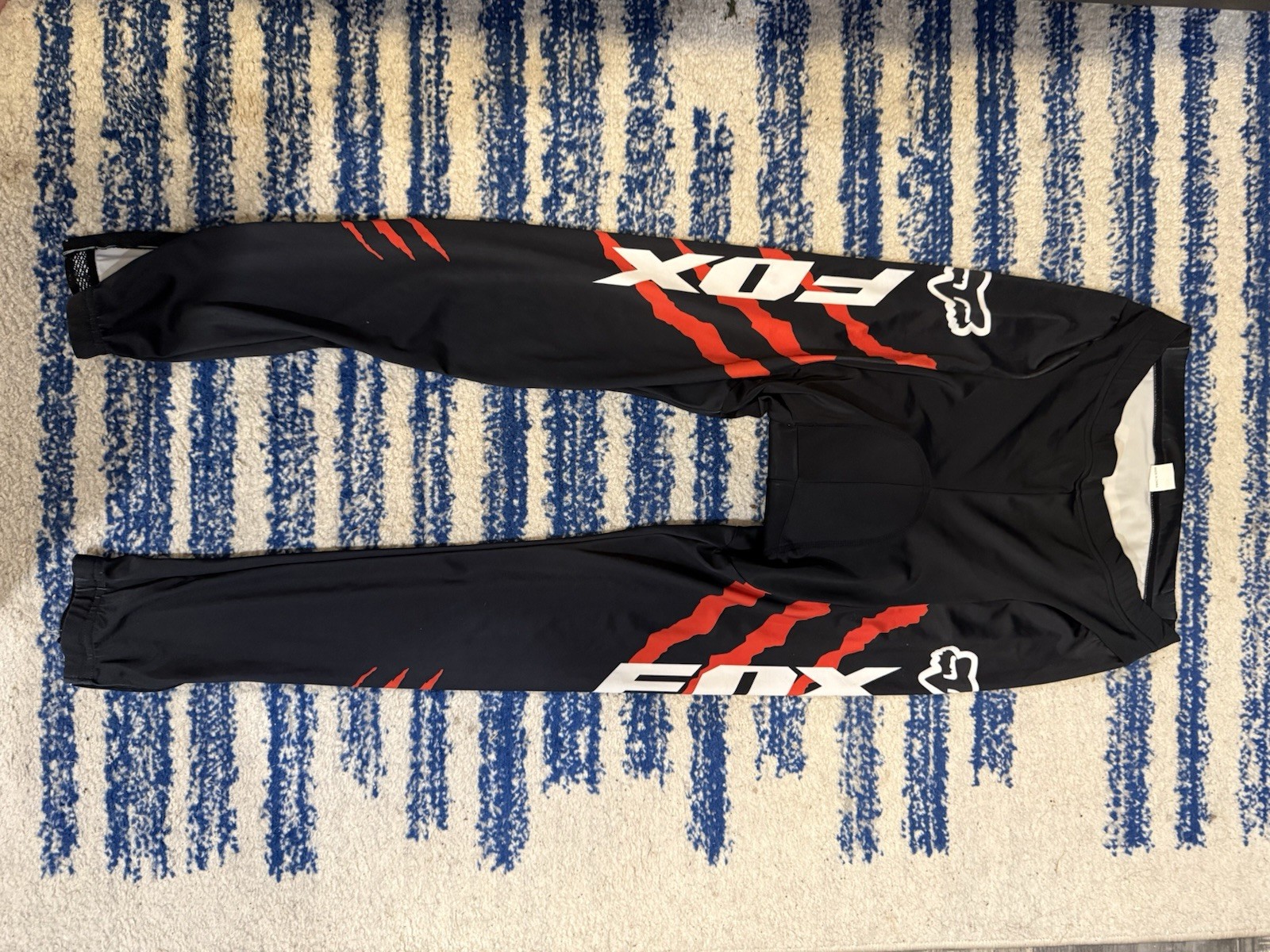 FOX Full Zip Long Sleeve Cycling Jersey XL Black Red White Collared Print