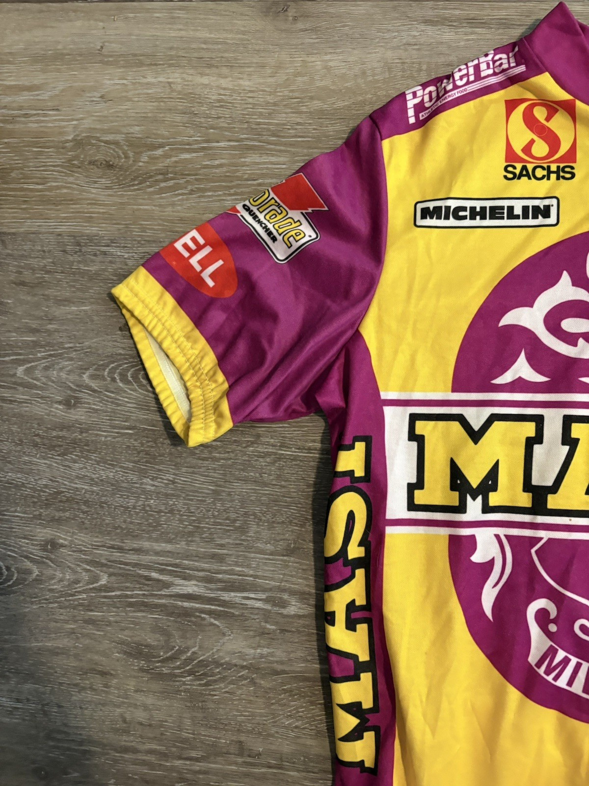 VTG 90s MASI Large Jersey Cycling PowerBar Gatorade Michelin Cicli Milano Sachs