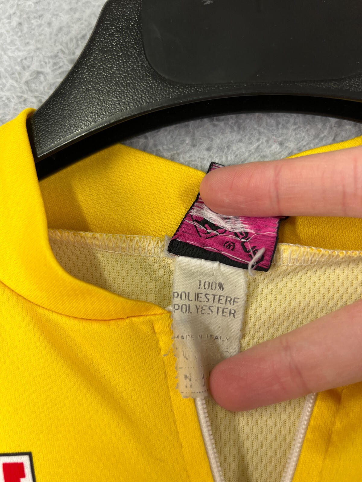 Girodana Cycling Jersey Adult Medium Yellow Red 1/4 Zip Rear Pockets 100% Poly