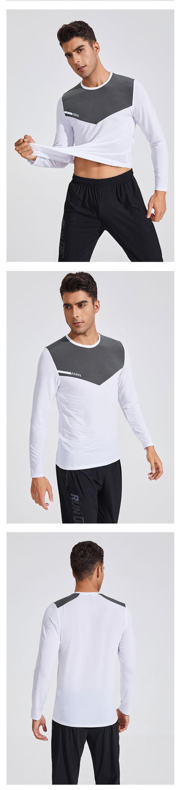 Men’s Casual Color Block Quick Dry Shirt Reflective Strip Sport Round Neck Top