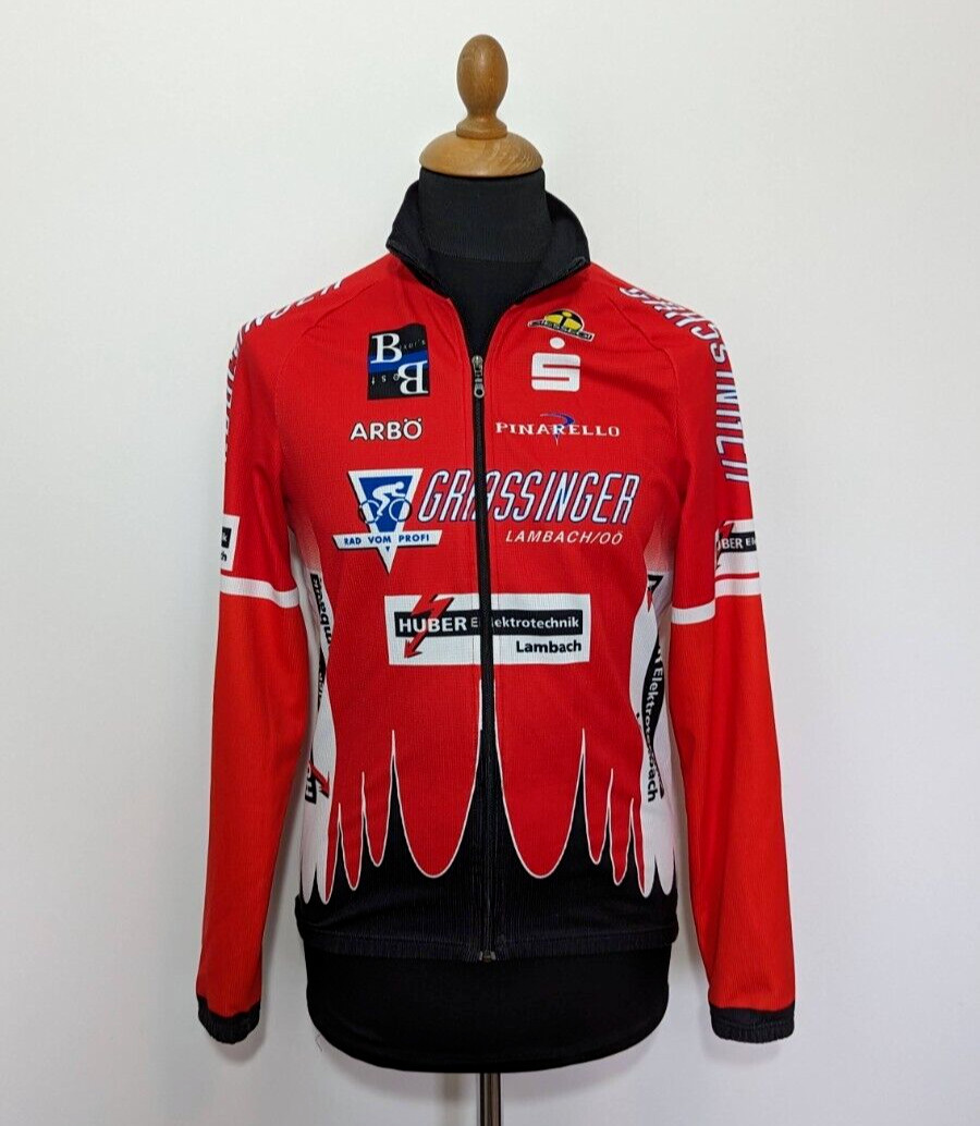 Giessegi Cycling Jersey Sz. M Long Sleeve Mens Red Full Zip Racing Warm Winter