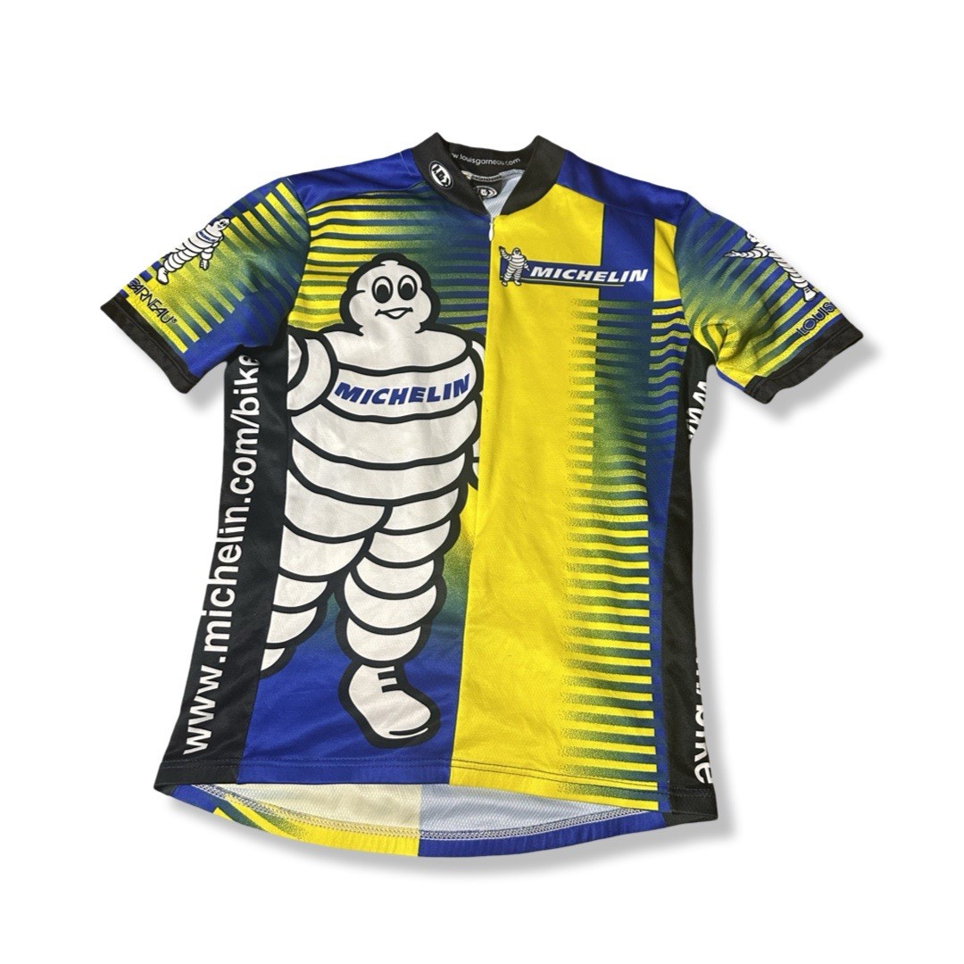 Vintage Louis Garneau Cycling Jersey Michelin Man Bibendum Size Medium 90s
