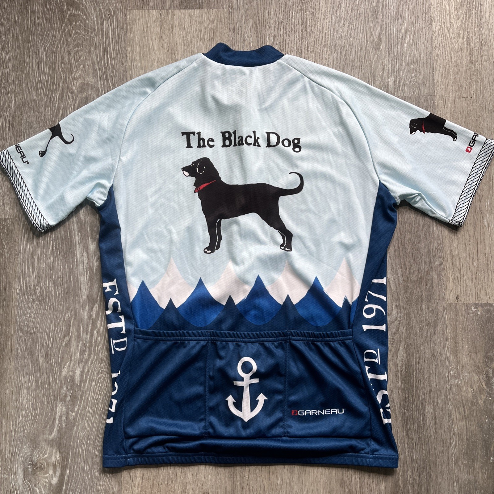 LIMITED EDITION Louis Garneau THE BLACK DOG 1/2 Zip SS Cycling Jersey BLUE XL