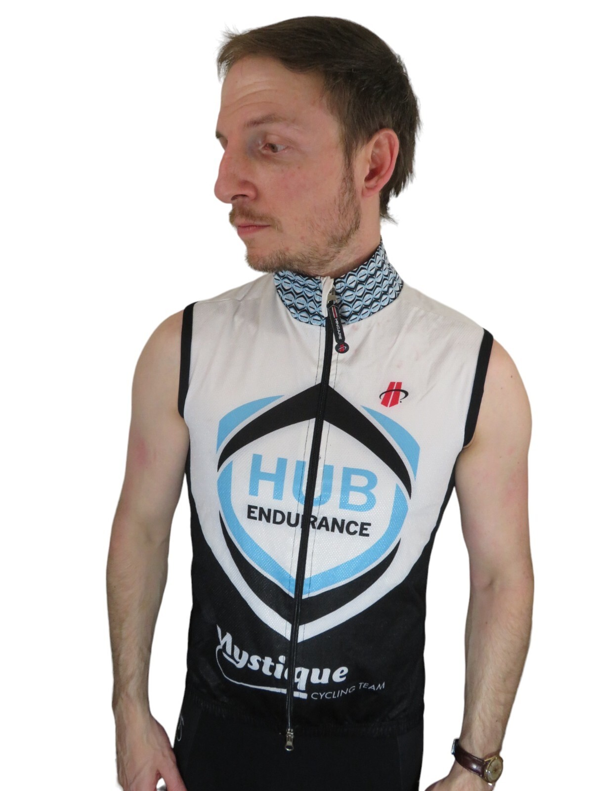 Vintage Hincapie Hub Sleeveless Cycling Bike Jersey Wind Vest Mens Medium White