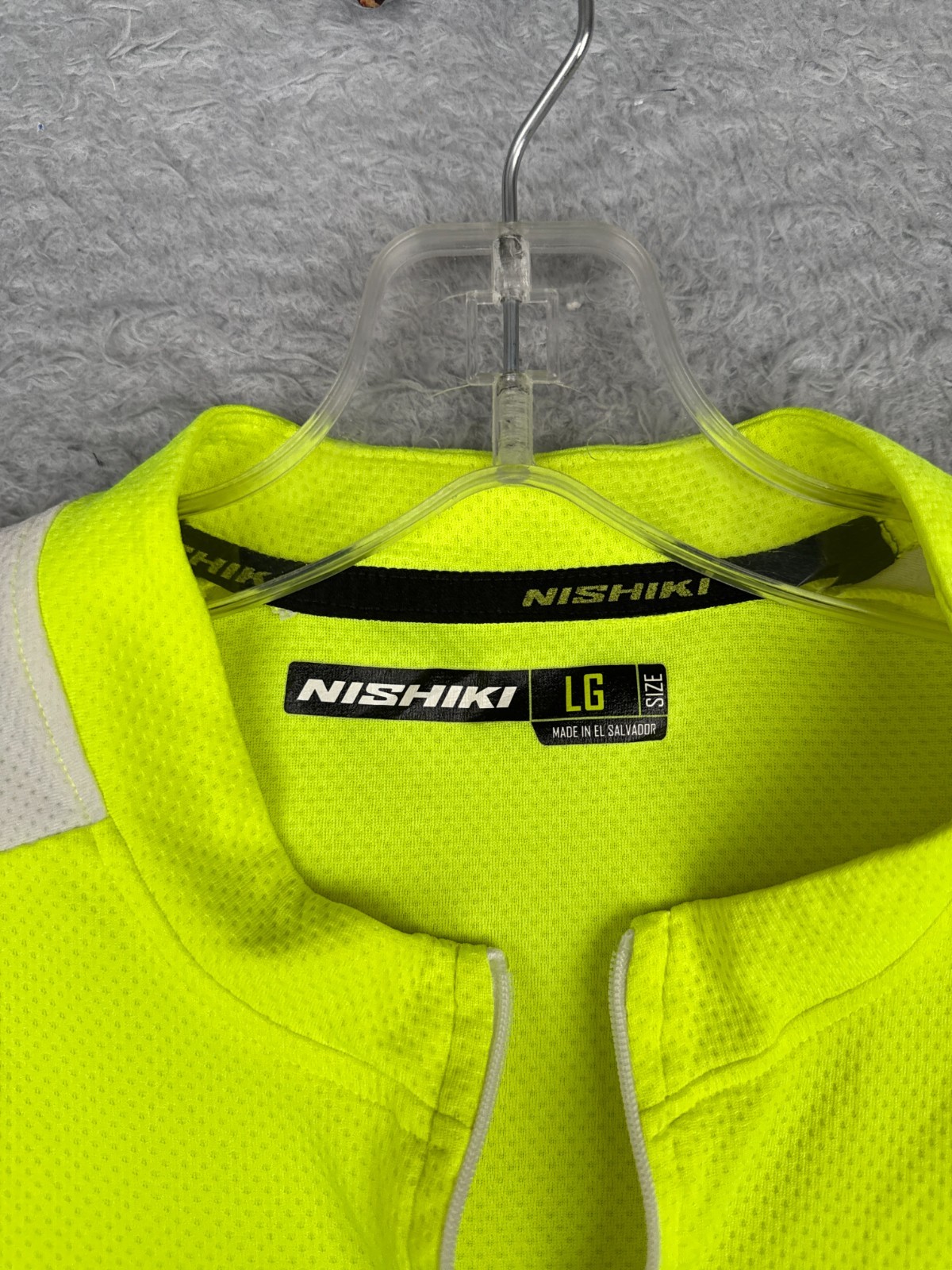 Nishiki Cycling Jersey Adult Large Yellow White 1/4 Zip 100% Polyester Pockets