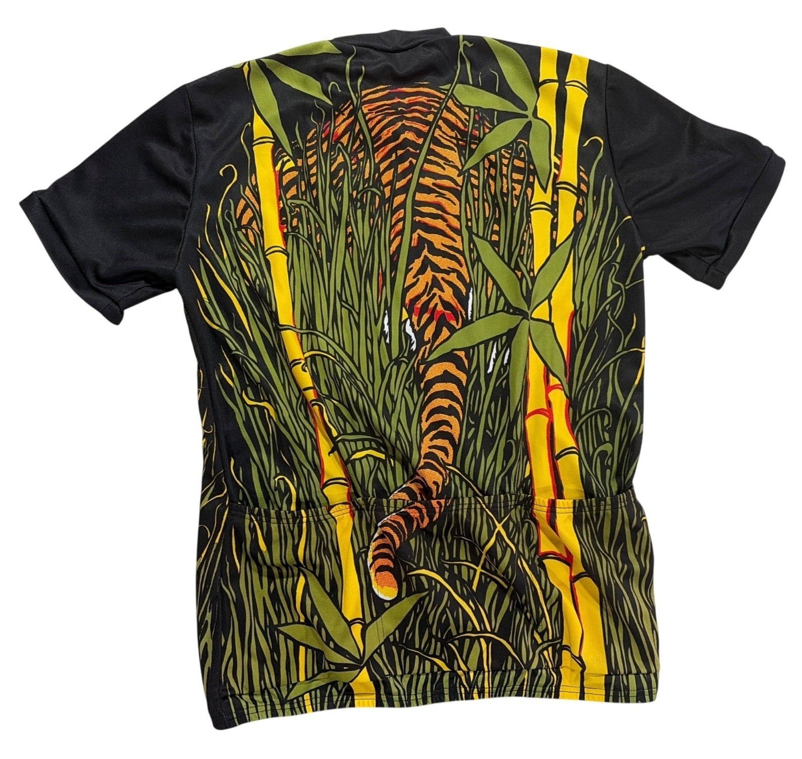 Aero Tech Womens Tiger Bamboo Cycling Jersey 2XL Black/Yellow Short Sleeve Poly