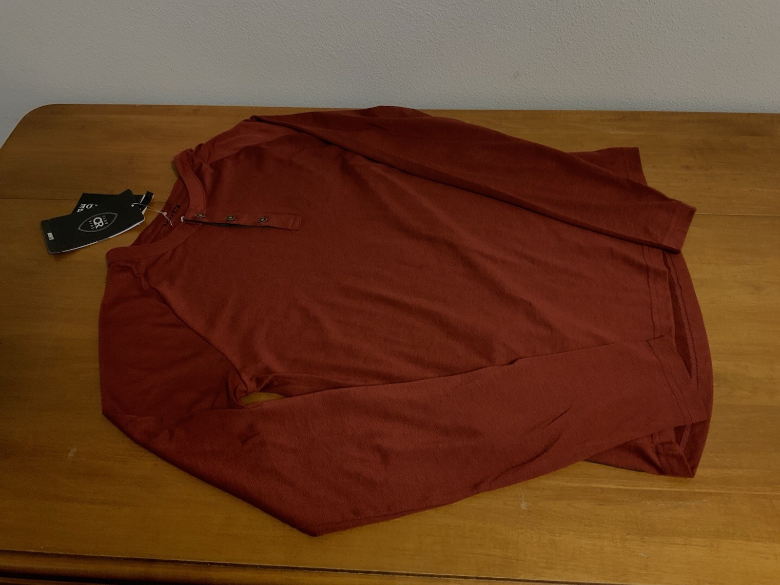 Club Ride Mens Long Sleeve Cycling Shirt 3 Button Front Brick Red Size S New