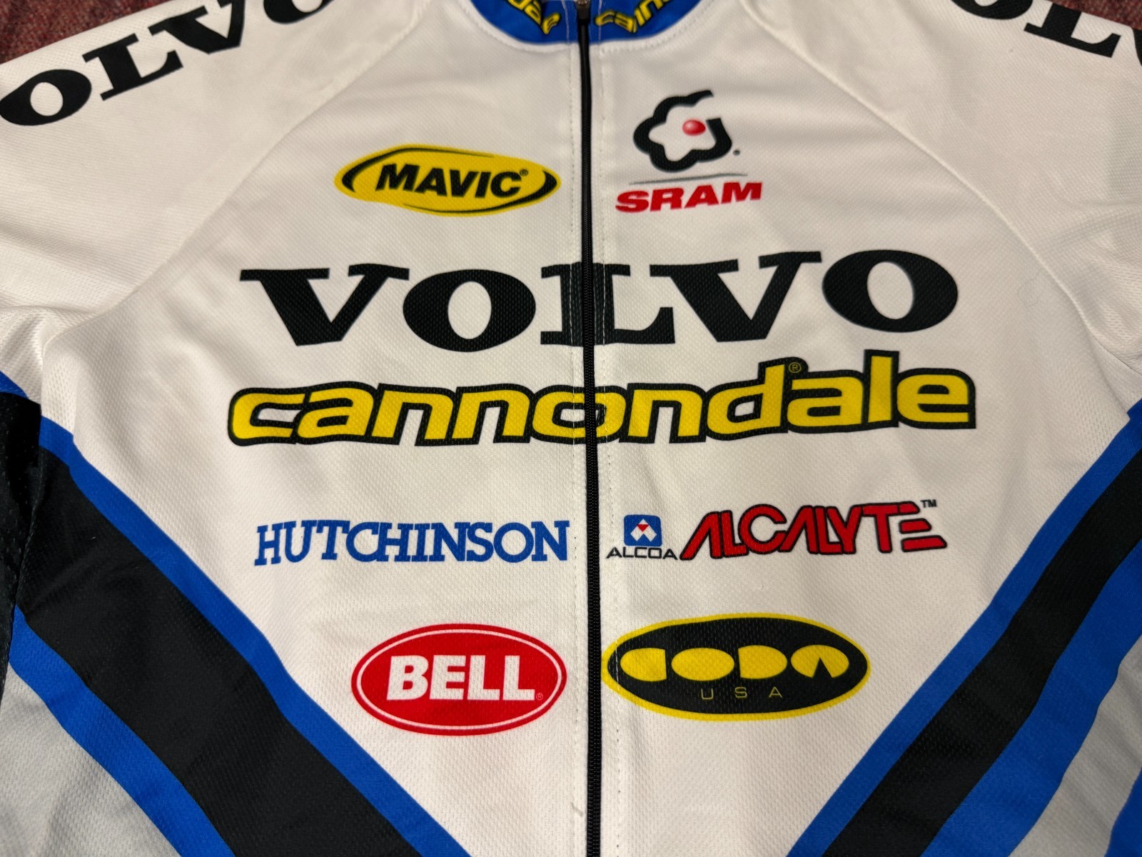 MENS VINTAGE LIGHTLY WORN CANNONDALE VOLVO 3/4 ZIP CYCLING JERSEY SIZE LARGE
