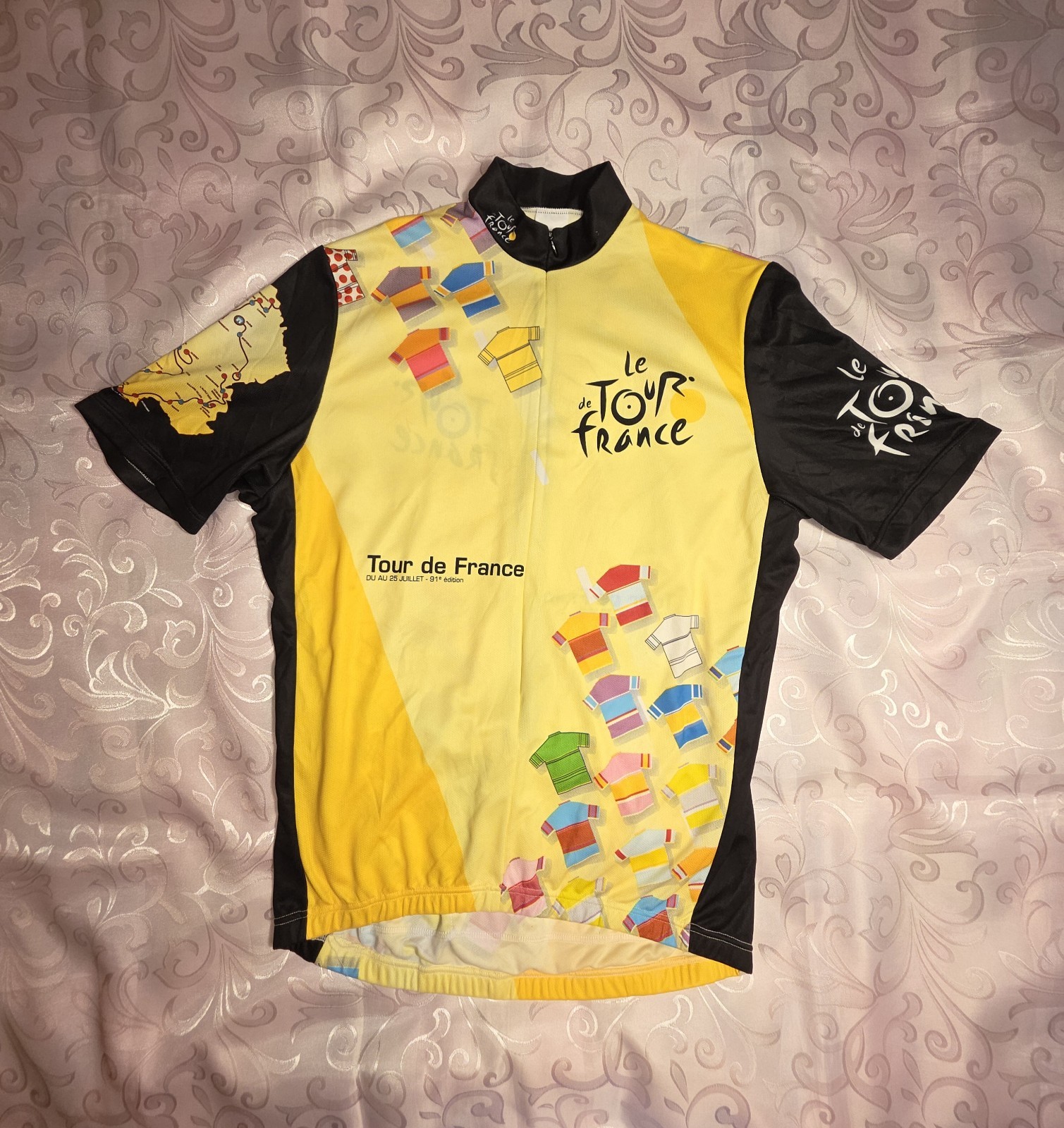 VTG 2004 Le Tour De France Cycling Jersey Men’s Large 3/4 Zip Pockets Made Italy