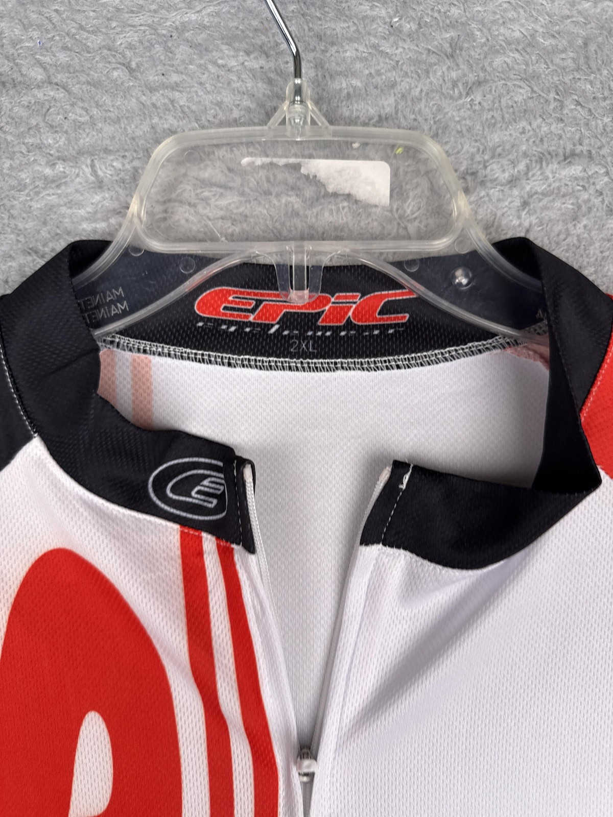 Epic Cycling Jersey Men Large White Red Black DATS Trucking Full Zip Pocket