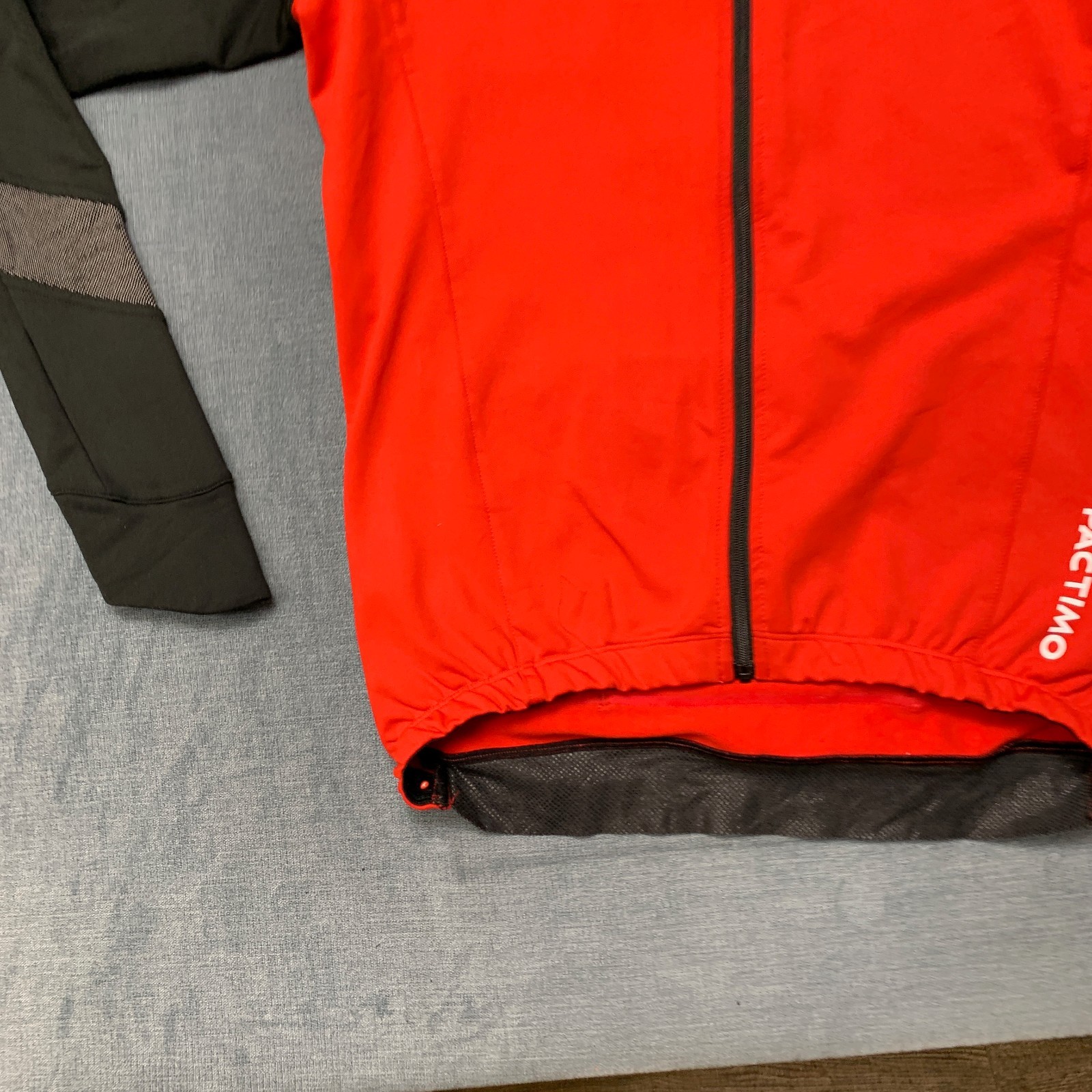 Pactimo Cycling Jersey Mens Small Black Red Raglan Sleeve Mock Neck Full Zip