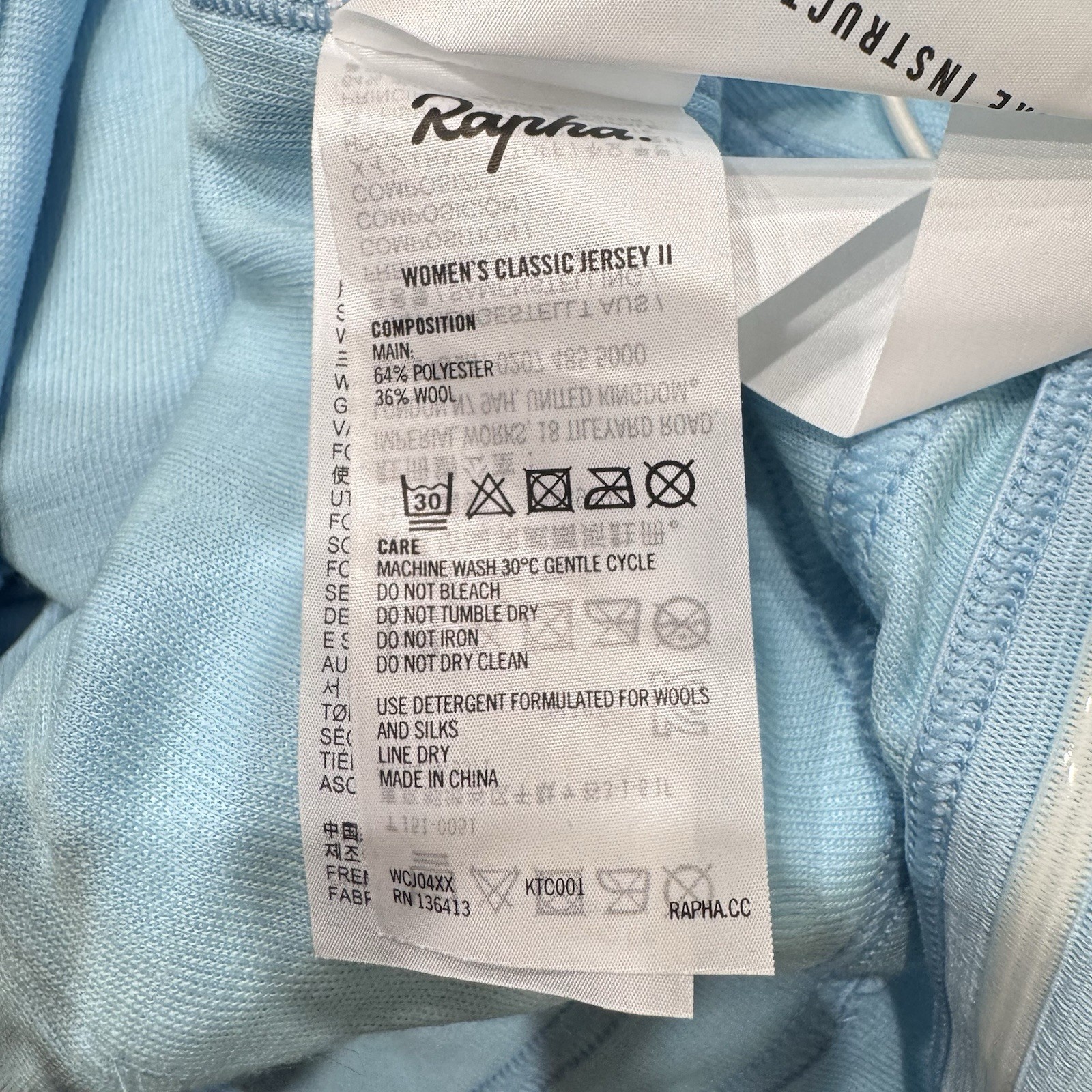 New Rapha Size S Blue Womens Classic Jersey Full Zip Cycling Wool Polyester Blen